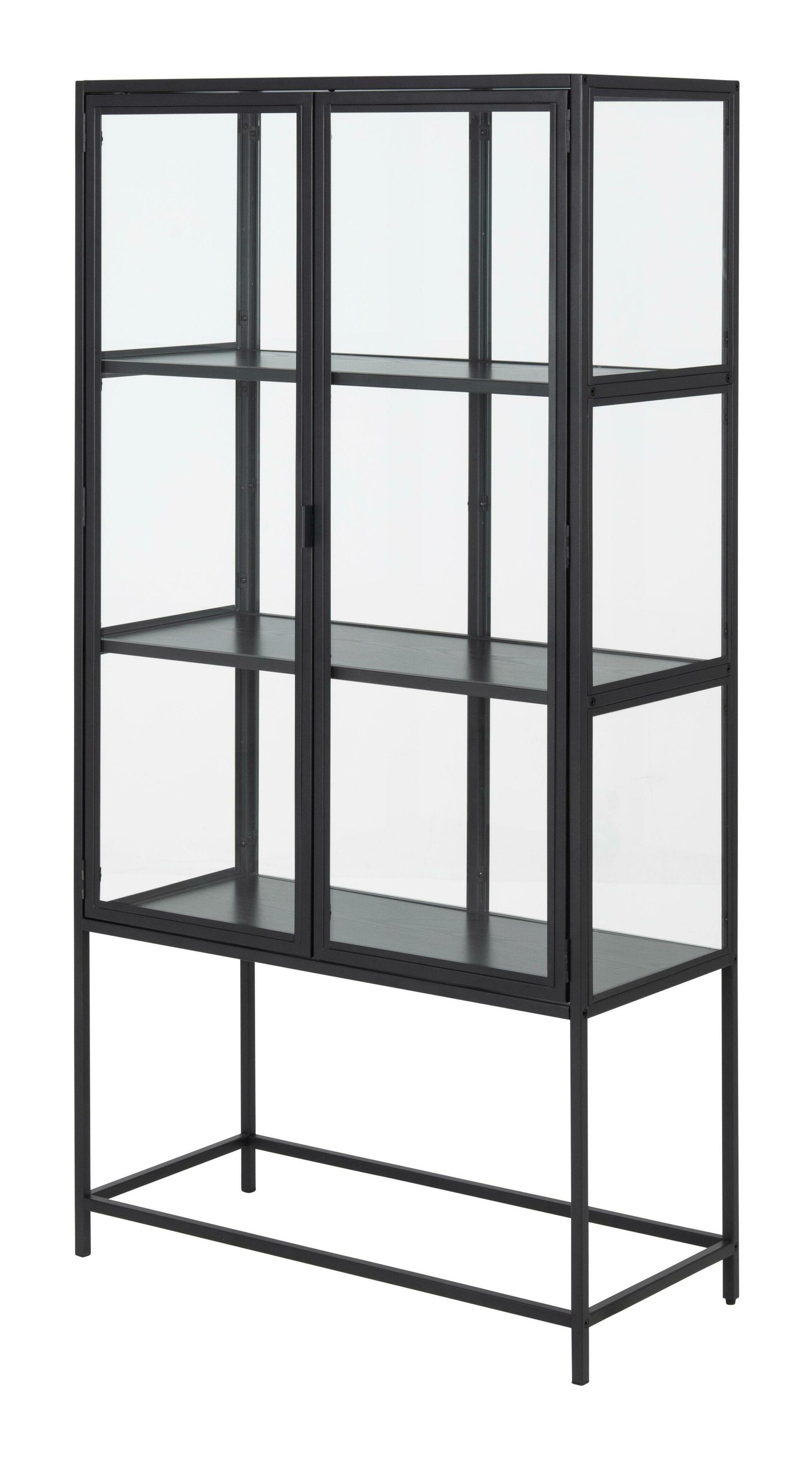 Sohome Vitrinekast 'Holger' Essen en glas, 150 x 77cm, kleur Zwart