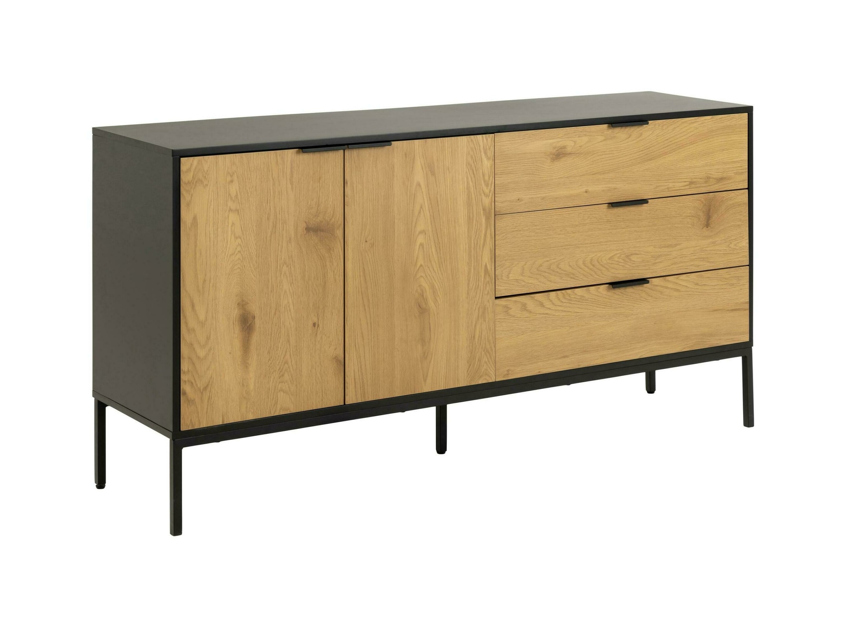 Sohome Dressoir 'Holger' Met 3 lades, Eiken en metaal, 160cm