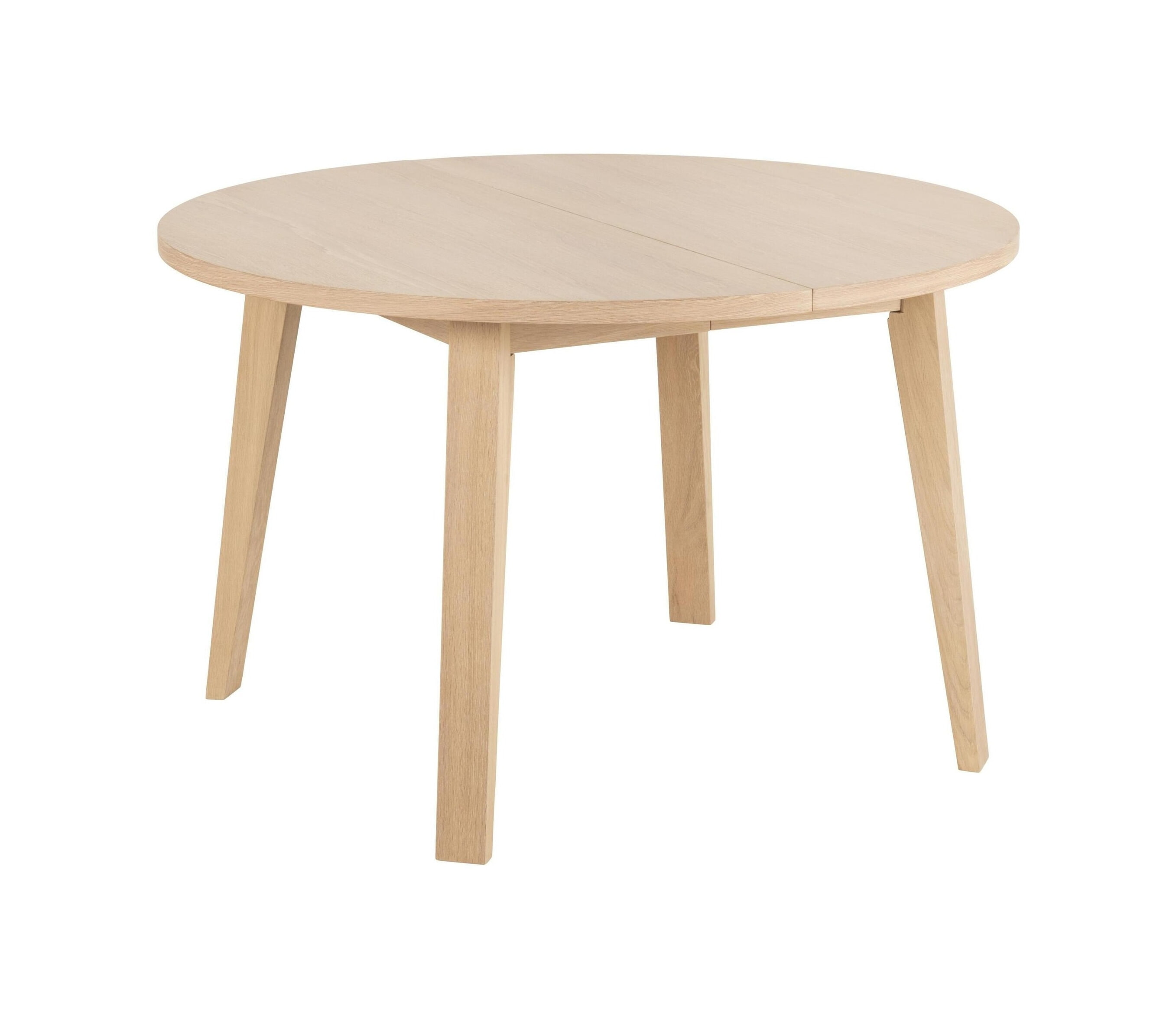 Bendt Uitschuifbare Ronde Eettafel 'Mads' Eiken whitewash, 120-220 x 120cm