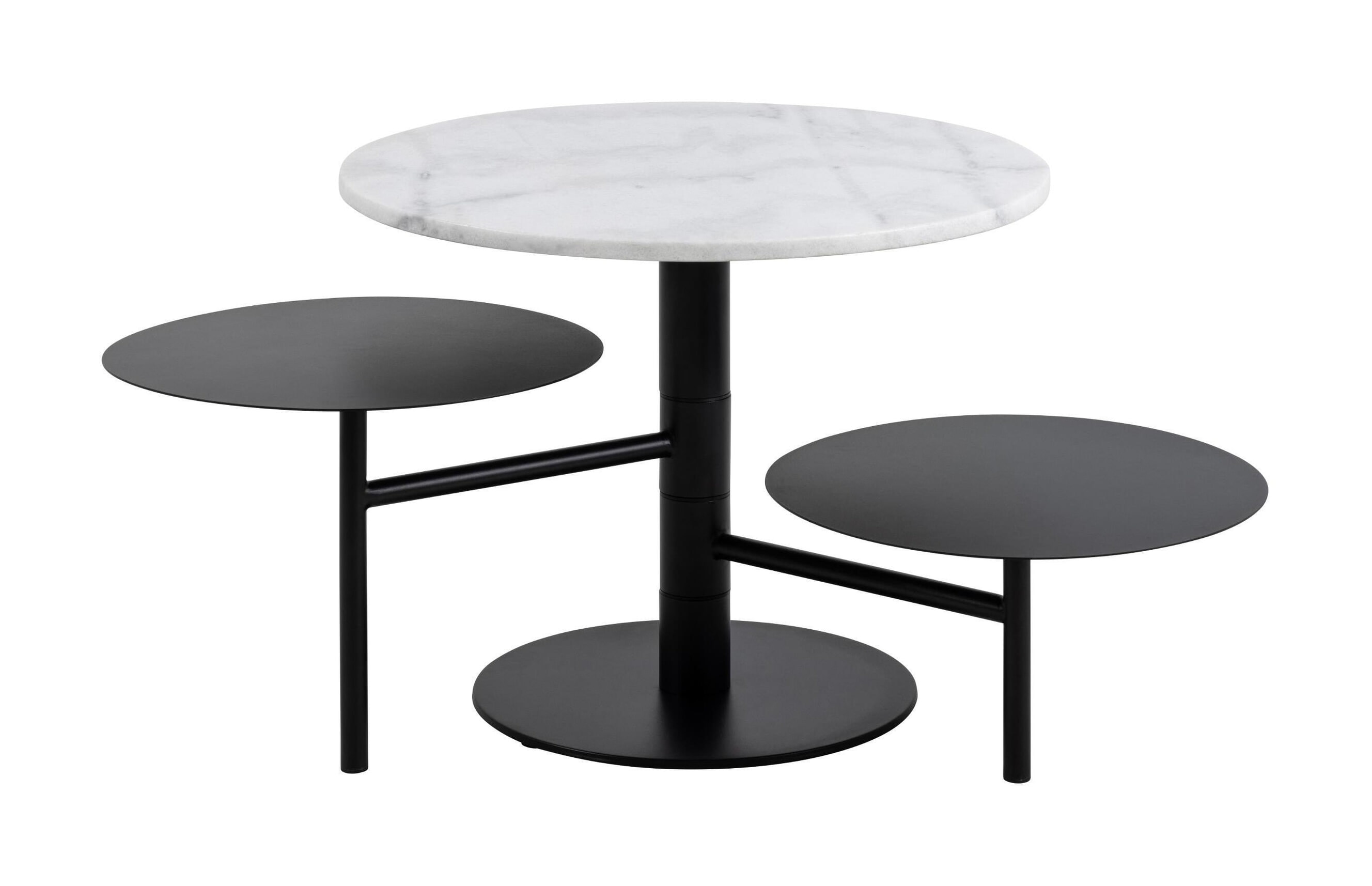 Bendt Salontafel / Bijzettafel 'Saprina' Marmer en staal, Met 3 bladen, kleur Wit