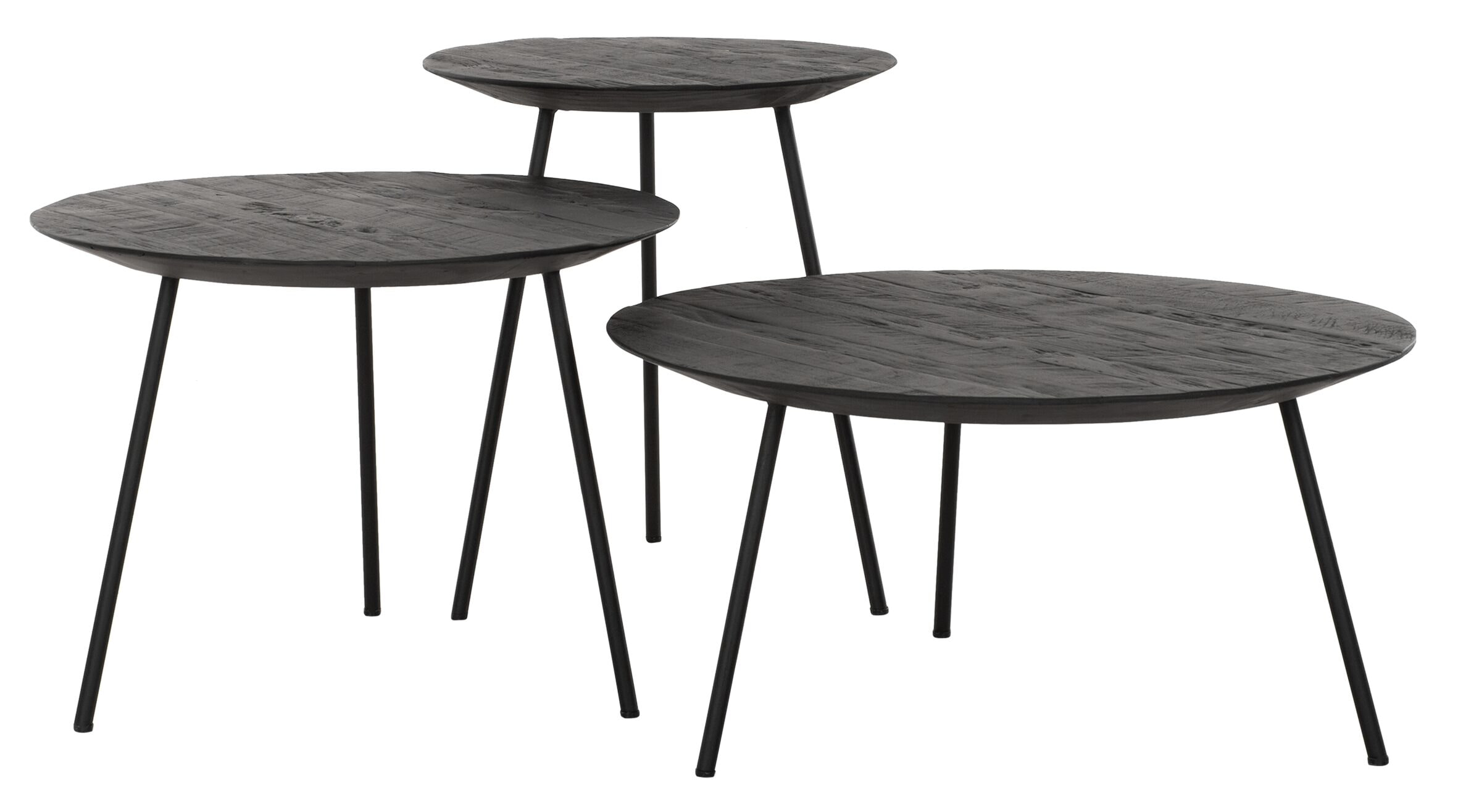 DTP Home Bijzettafel 'Jupiter' Teakhout, 40cm, kleur Zwart