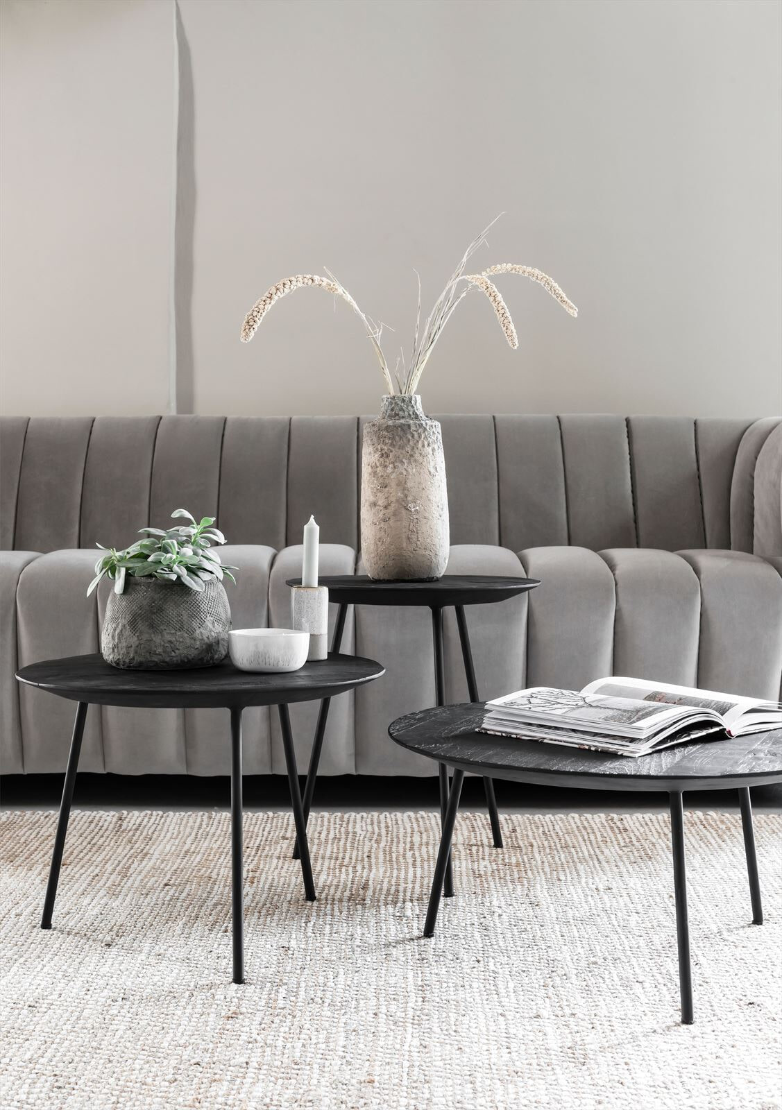 DTP Home Bijzettafel 'Jupiter' Teakhout, 40cm, kleur Zwart
