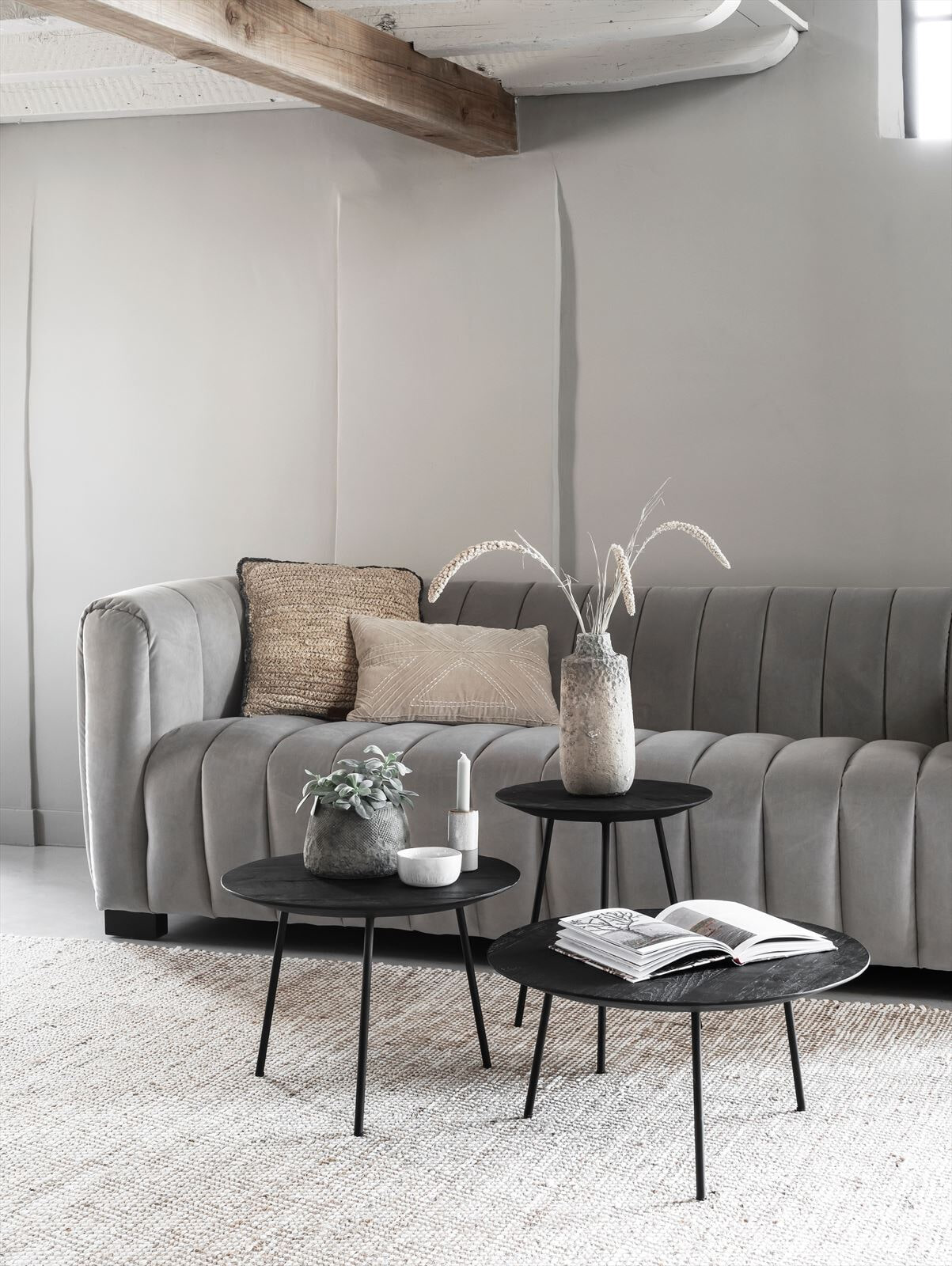 DTP Home Bijzettafel 'Jupiter' Teakhout, 40cm, kleur Zwart