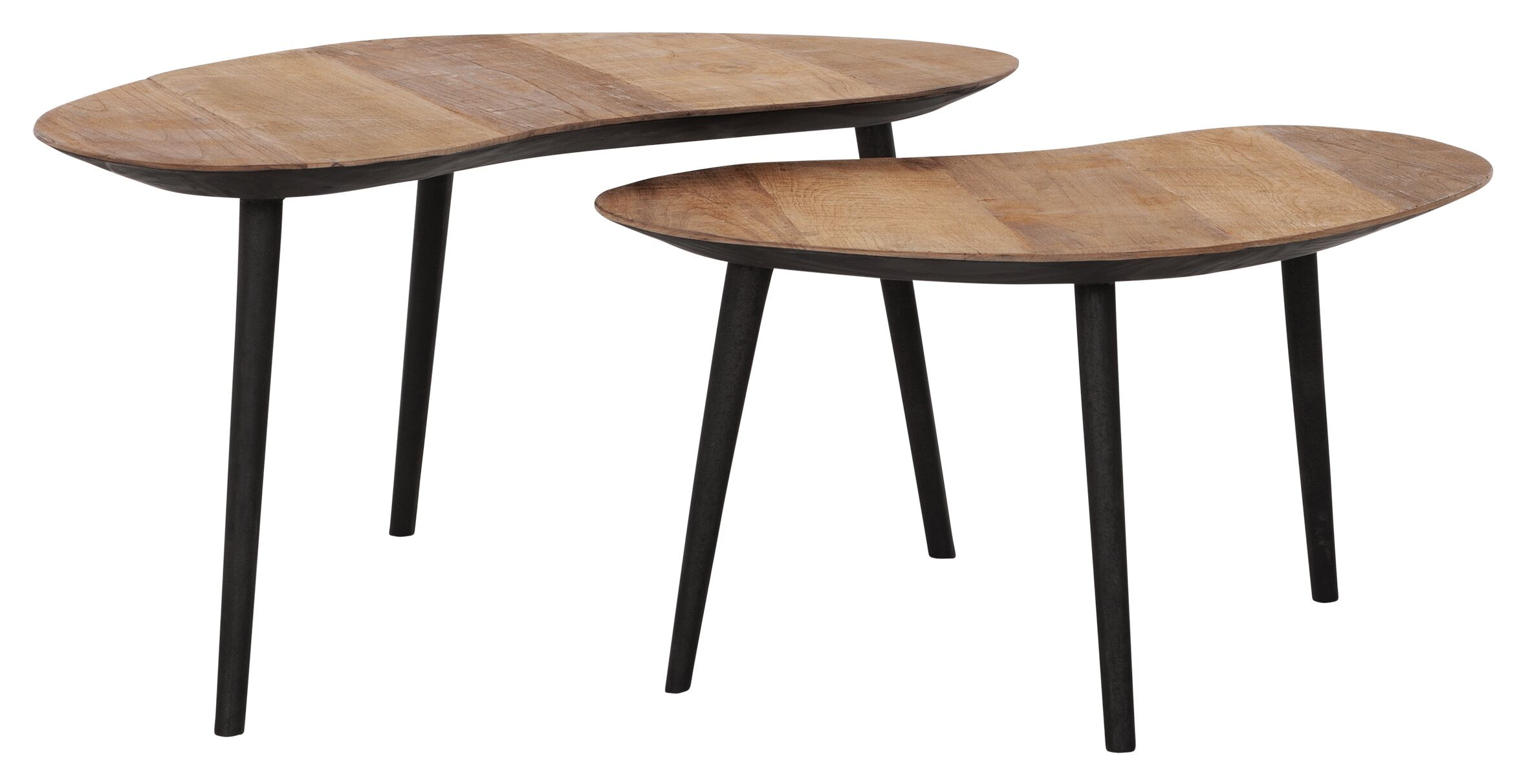 DTP Home Organische Salontafel 'Organus' Teakhout, Set van 2 stuks, kleur Naturel