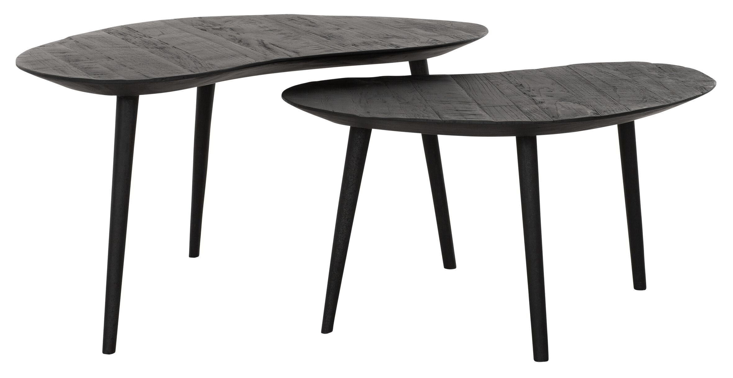DTP Home Organische Salontafel 'Organus' Teakhout, Set van 2 stuks, kleur Zwart