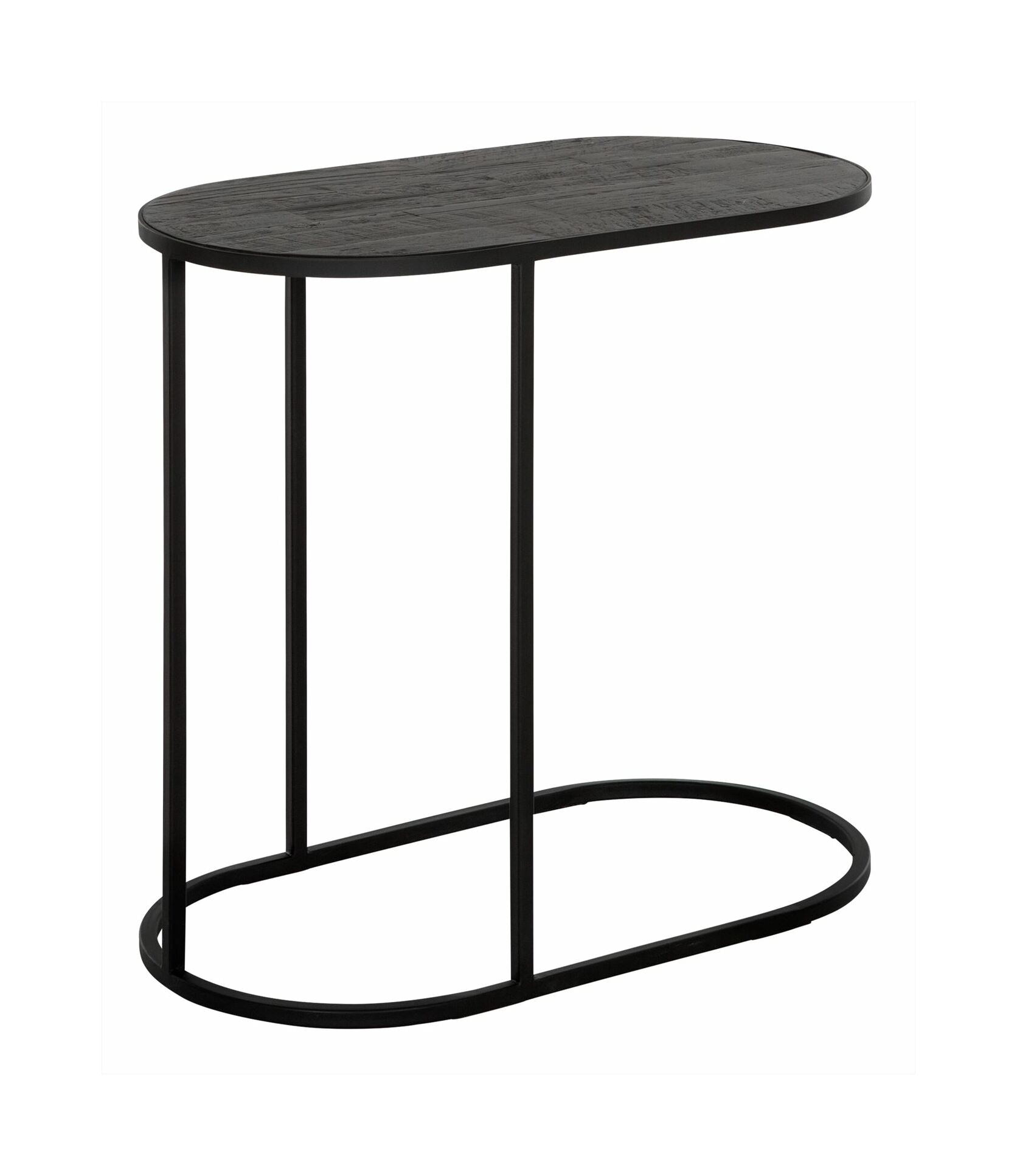 DTP Home Ovale Laptoptafel 'Terra' Teakhout, 65 x 35cm, kleur Zwart