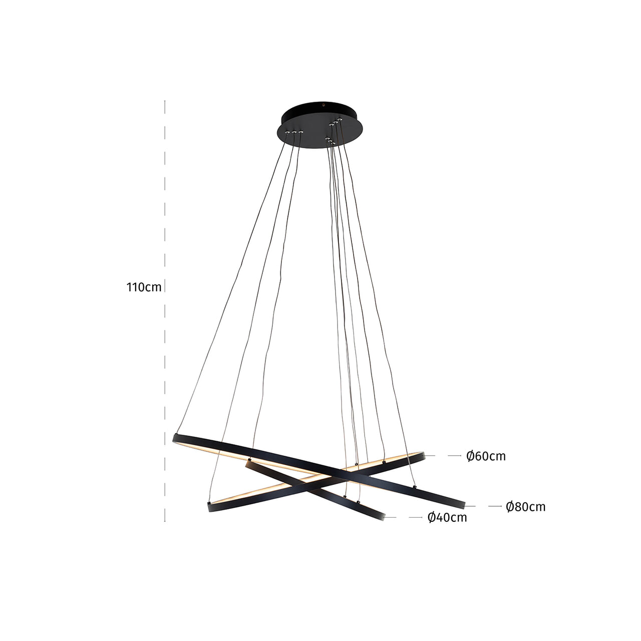 Richmond Hanglamp 'Amira' LED, Aluminium, kleur Zwart