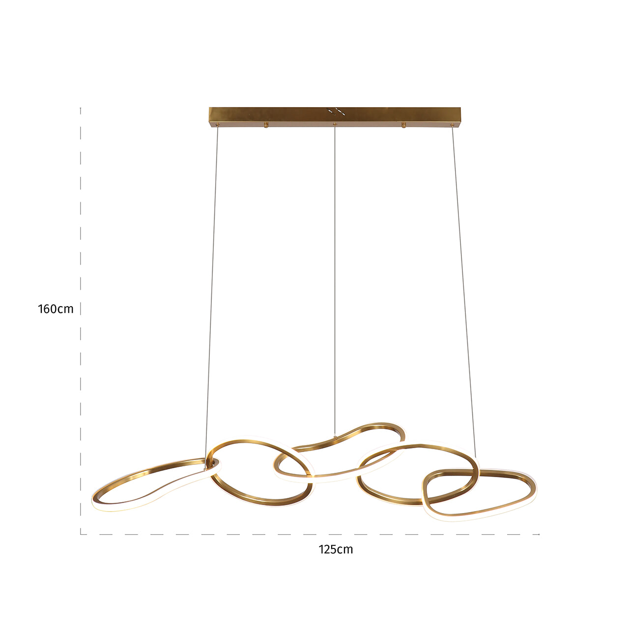 Richmond Hanglamp 'Flyn' LED 125cm, kleur Brushed Gold