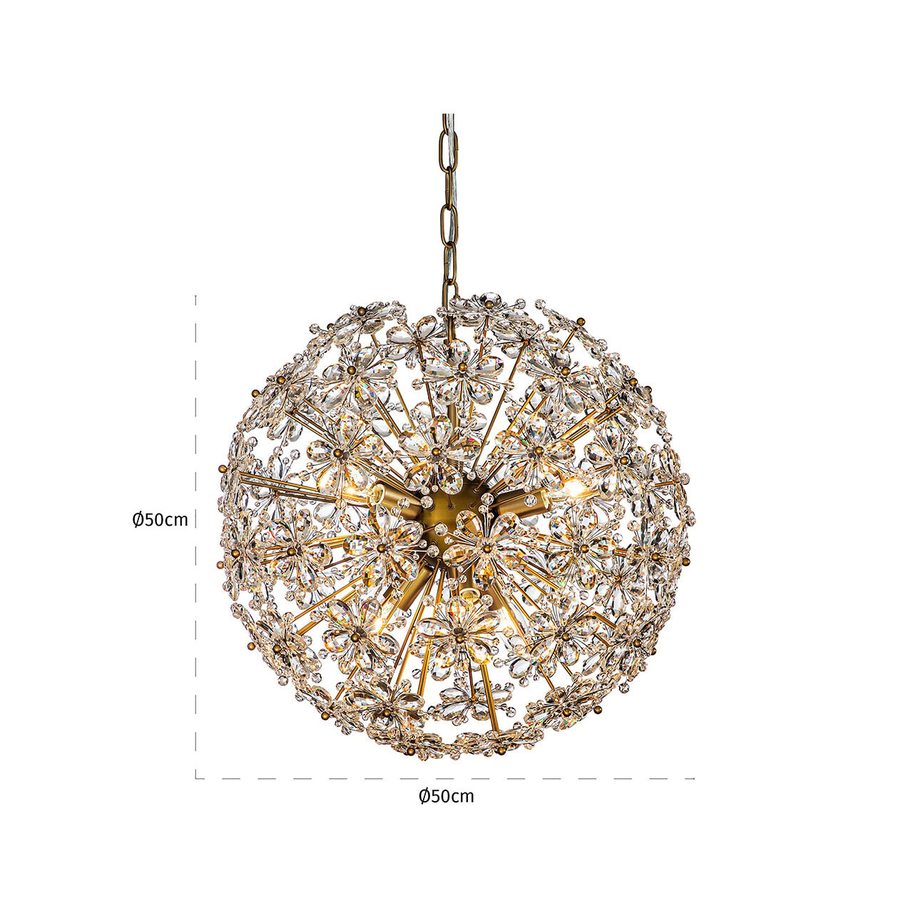 Richmond Hanglamp 'Cyntha' Crystal 50cm, kleur Brons