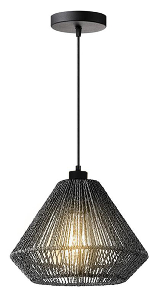 LABEL51 Hanglamp 'Ibiza Diamond' Jute, 1-lamps, kleur Zwart