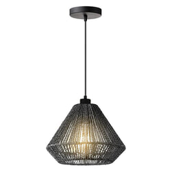 LABEL51 Hanglamp 'Ibiza Diamond' Jute, 1-lamps, kleur Zwart