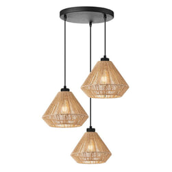 LABEL51 Hanglamp 'Ibiza Diamond' Jute, 3-lamps, kleur Naturel