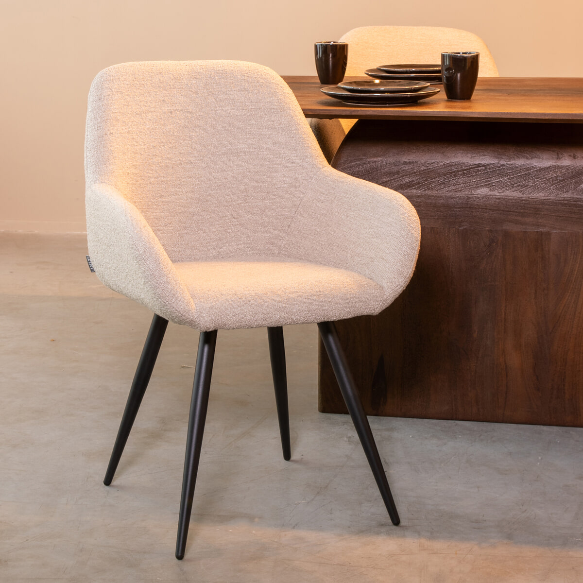 LABEL51 Eetkamerstoel Fender Bouclé - Naturel