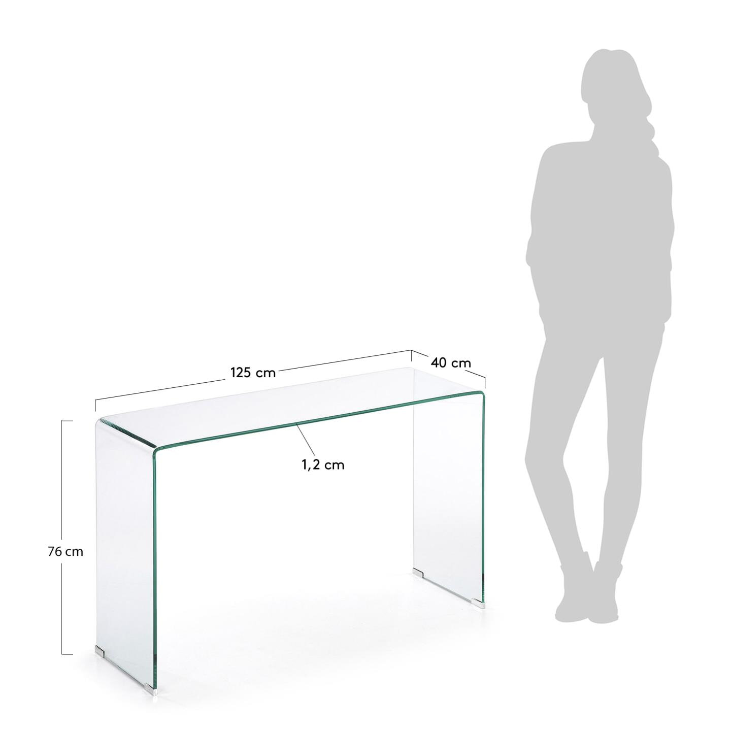 Kave Home Glazen Sidetable 'Burano', 125 x 40 cm