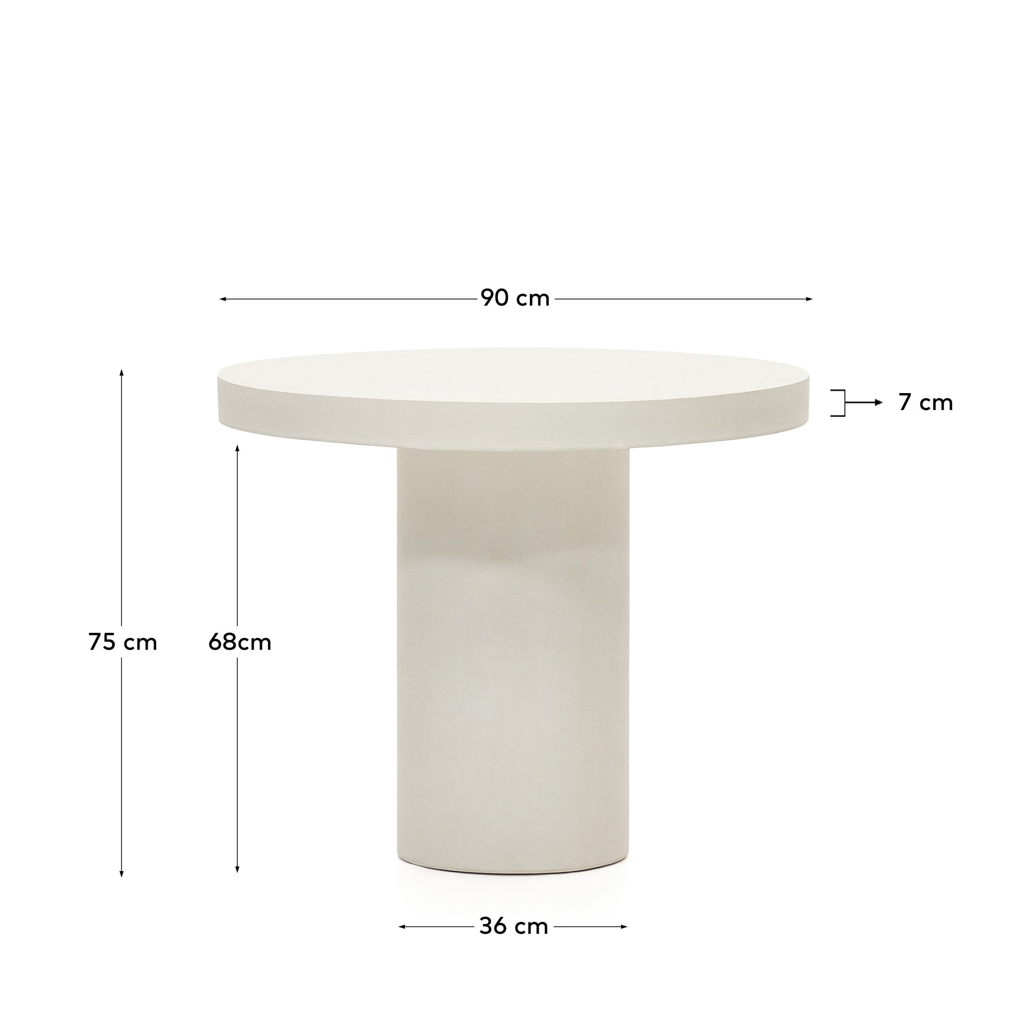 Kave Home Ronde Bistrotafel 'Aiguablava' 90cm, kleur Wit