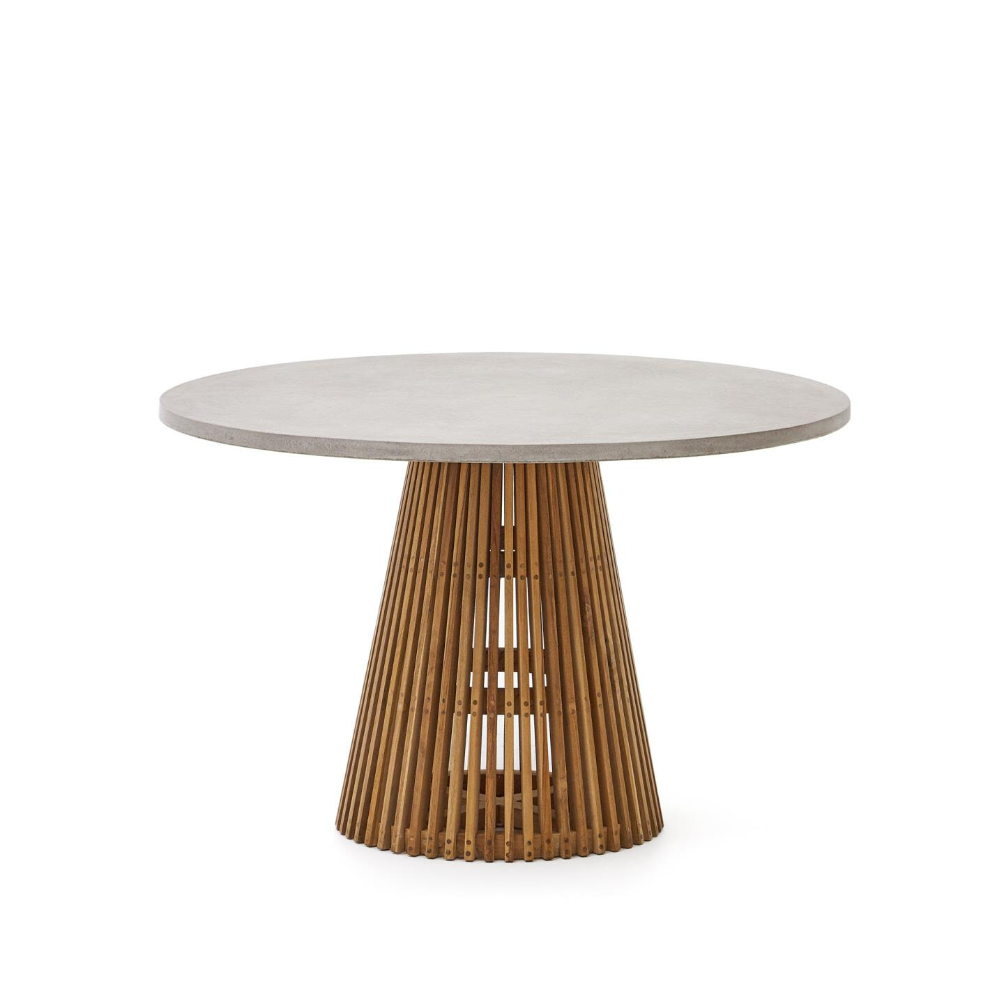 Kave Home Ronde Eettafel 'Alcaufar' Cement en Teakhout, 120cm, kleur Grijs