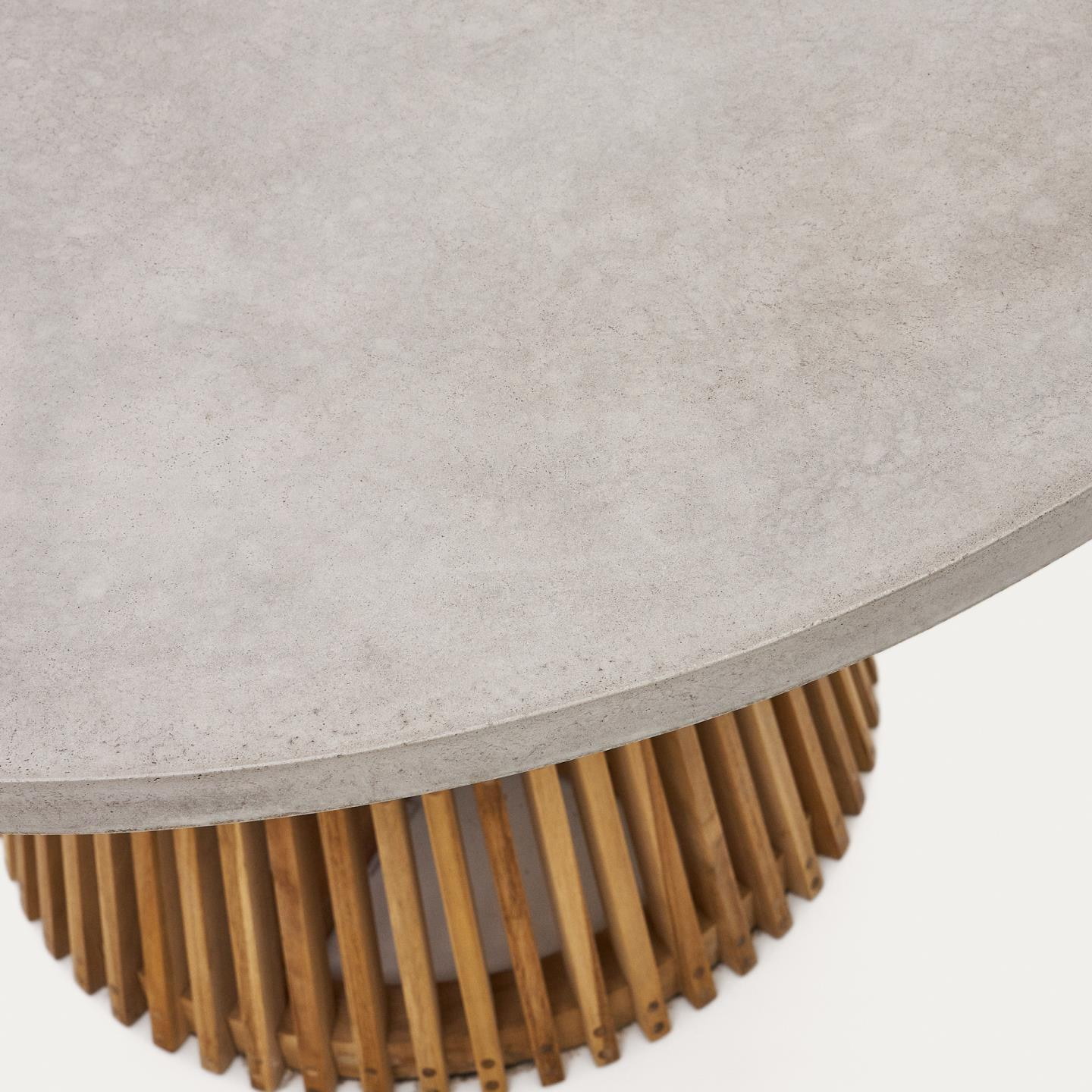 Kave Home Ronde Eettafel 'Alcaufar' Cement en Teakhout, 120cm, kleur Grijs