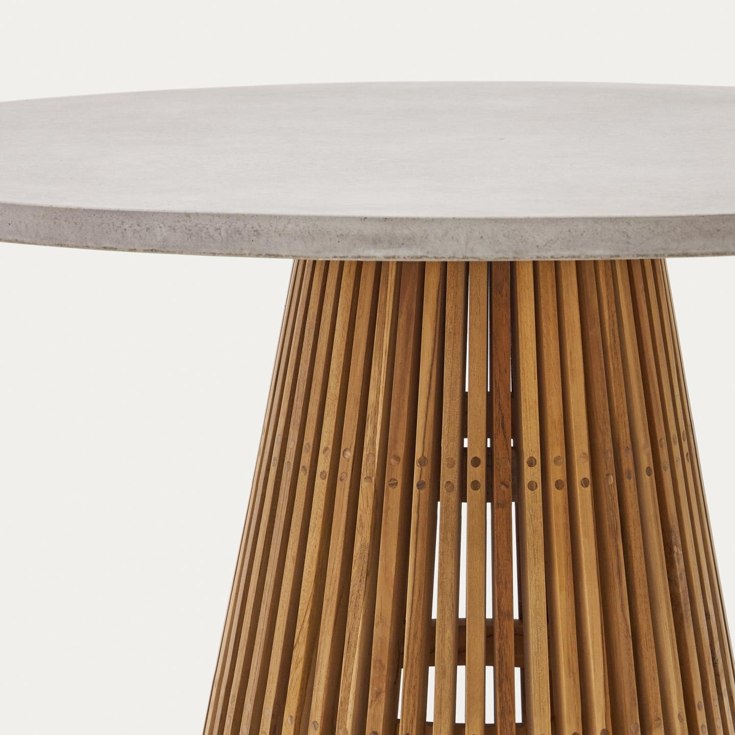 Kave Home Ronde Eettafel 'Alcaufar' Cement en Teakhout, 120cm, kleur Grijs