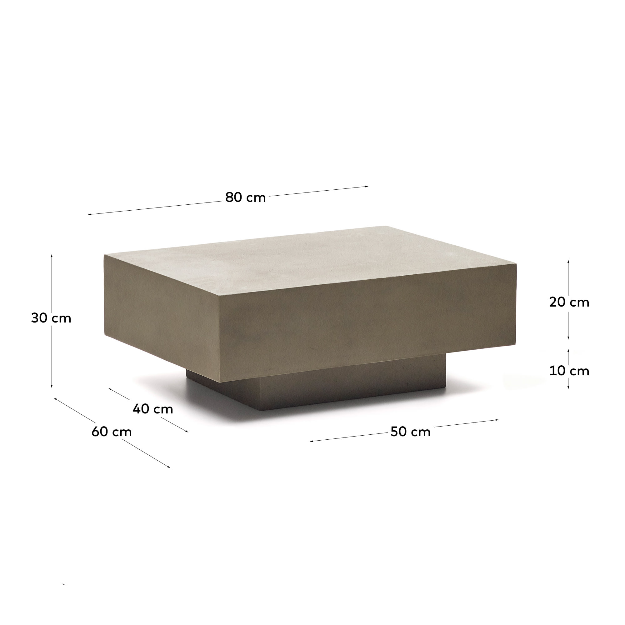 Kave Home Salontafel 'Rustella' Cement, 80 x 60cm