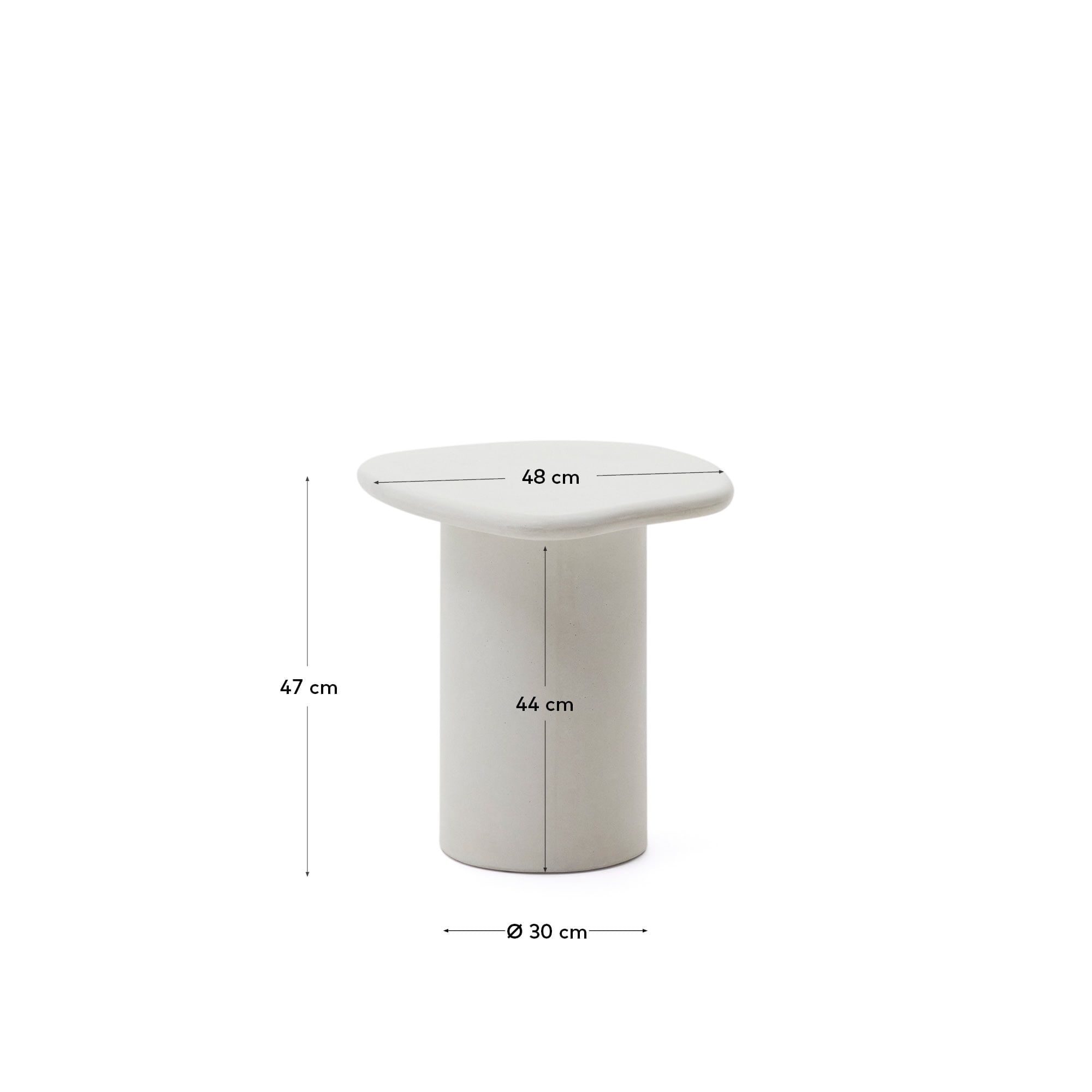 Kave Home Organische Bijzettafel 'Macarella' Cement, 48 x 47cm, kleur Wit