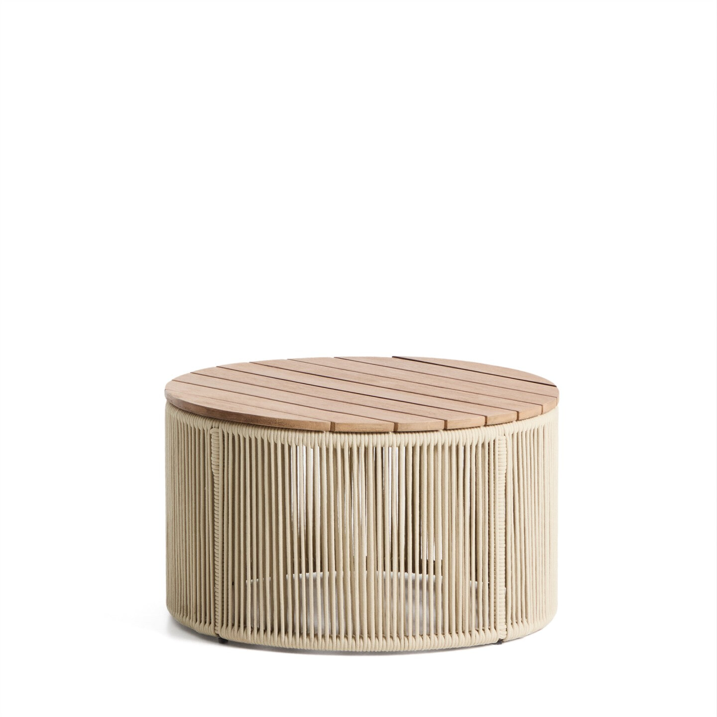 Kave Home Ronde Salontafel 'Dandara' Acaciahout en touw, 60cm, kleur Ecru