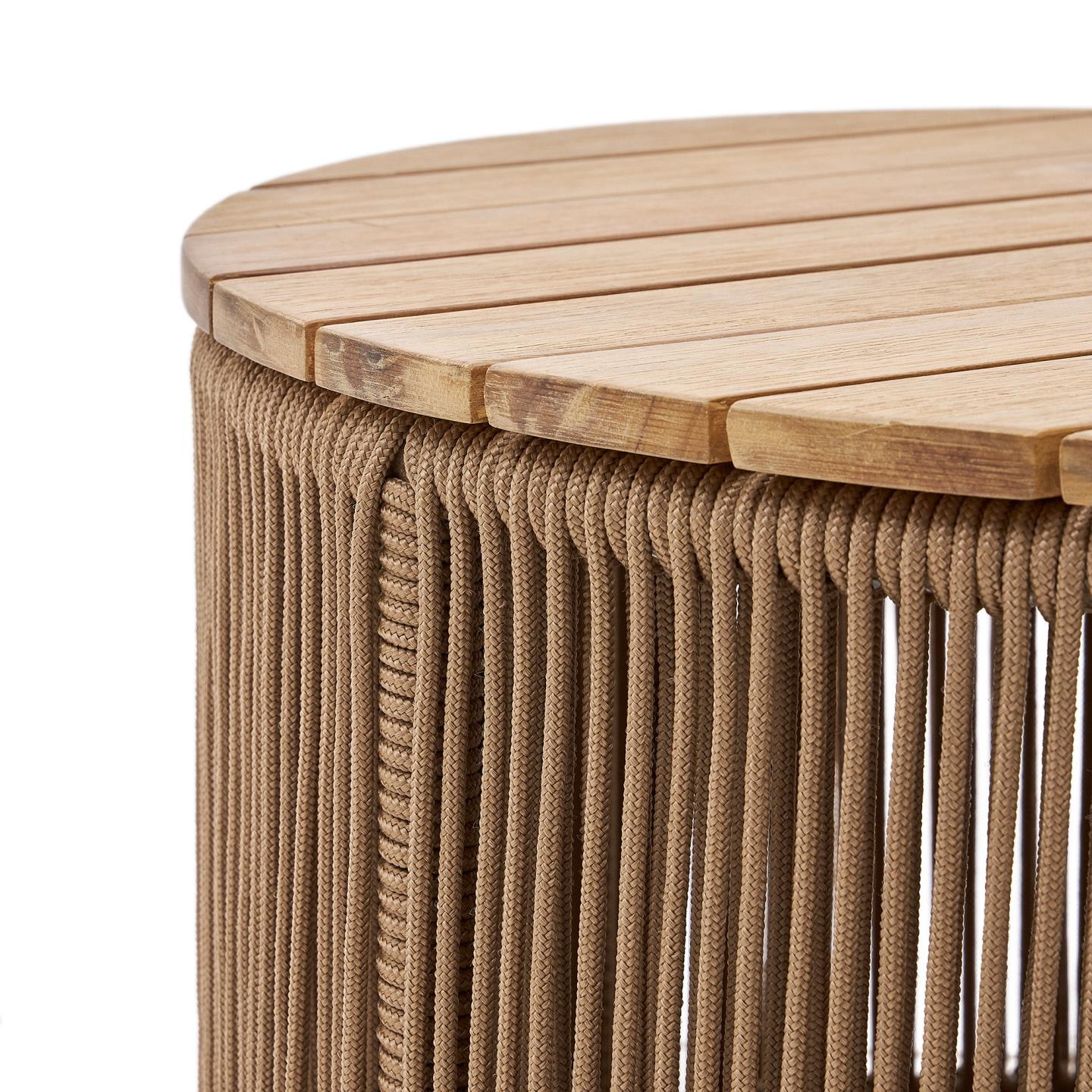 Kave Home Outdoor Salontafel 'Dandara' Acaciahout en touw, 60cm, kleur Beige