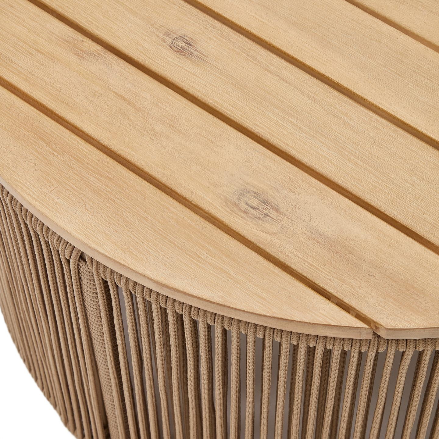 Kave Home Outdoor Salontafel 'Dandara' Acaciahout en touw, 70cm, kleur Beige