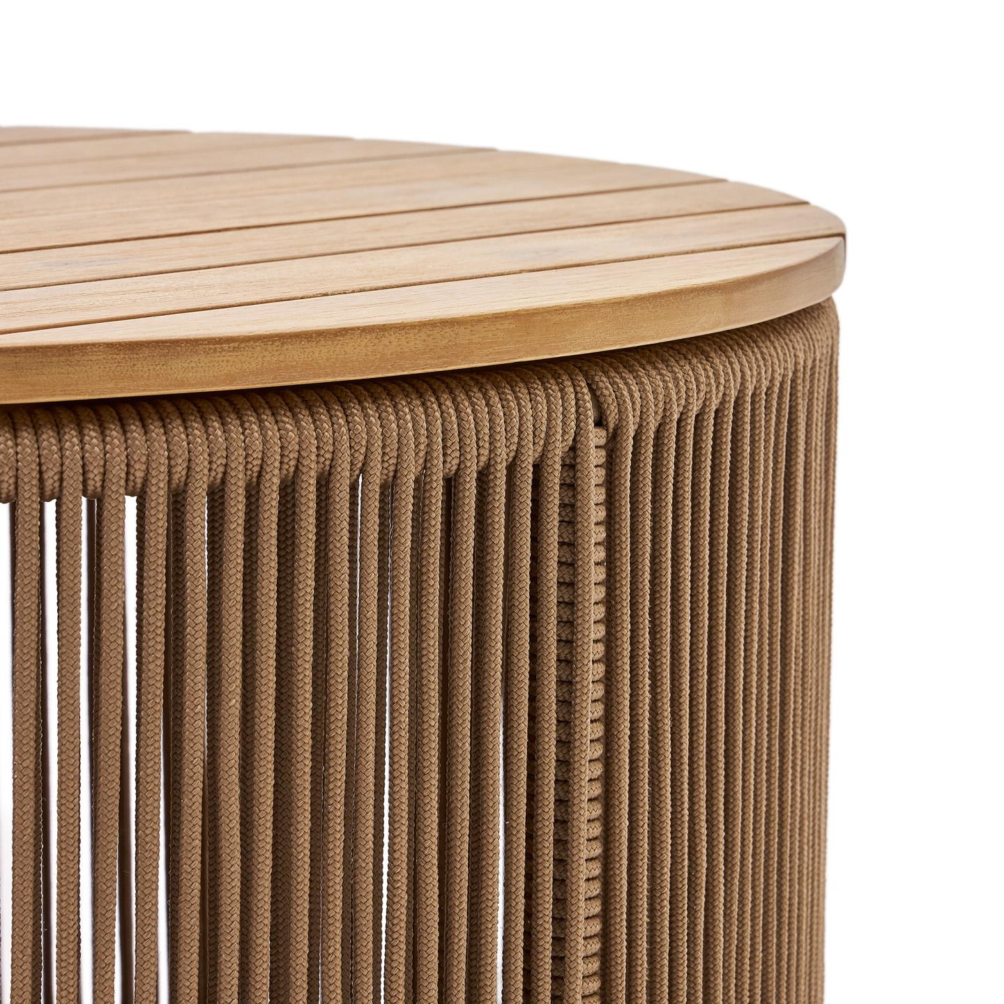 Kave Home Outdoor Salontafel 'Dandara' Acaciahout en touw, 70cm, kleur Beige