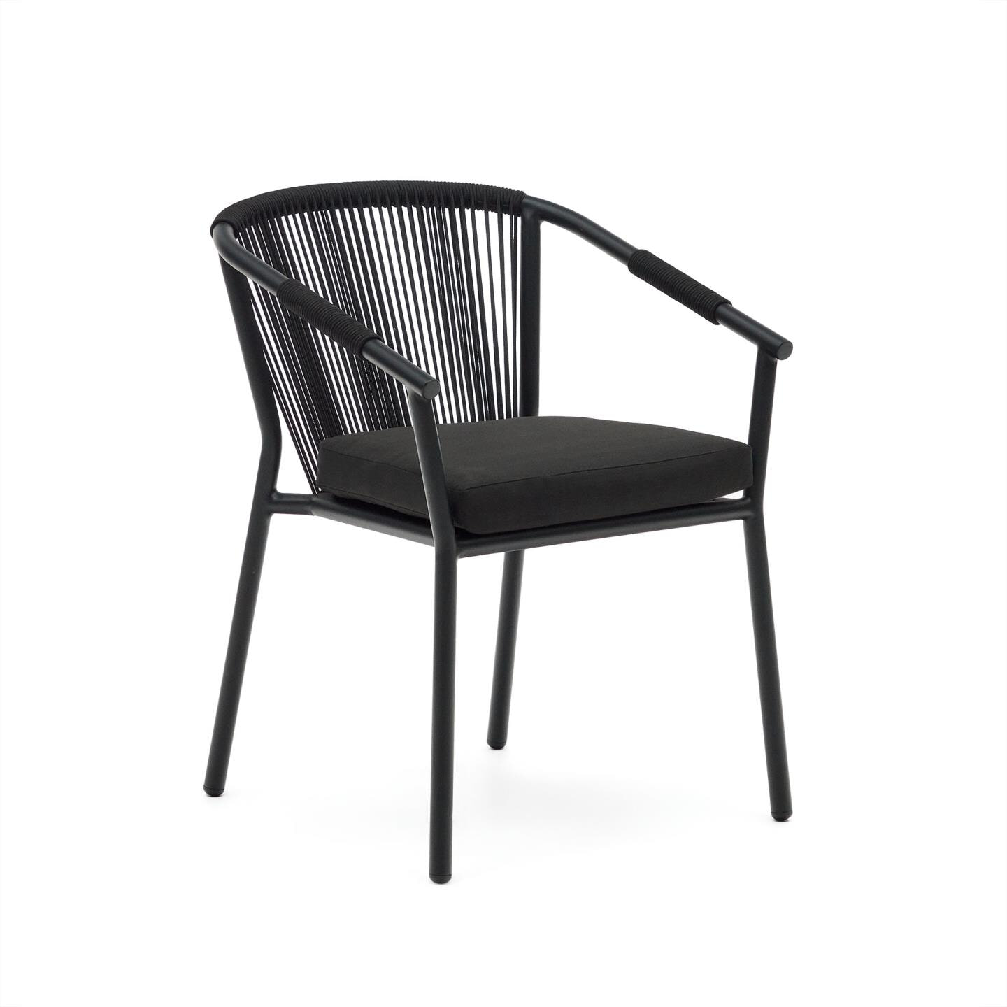 Kave Home Tuinstoel 'Xelida' Geweven touw, kleur Zwart