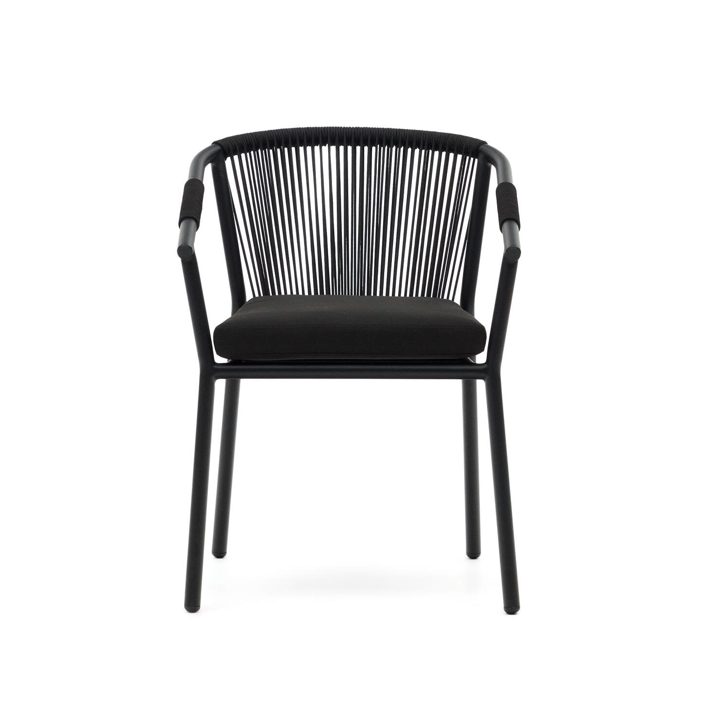 Kave Home Tuinstoel 'Xelida' Geweven touw, kleur Zwart
