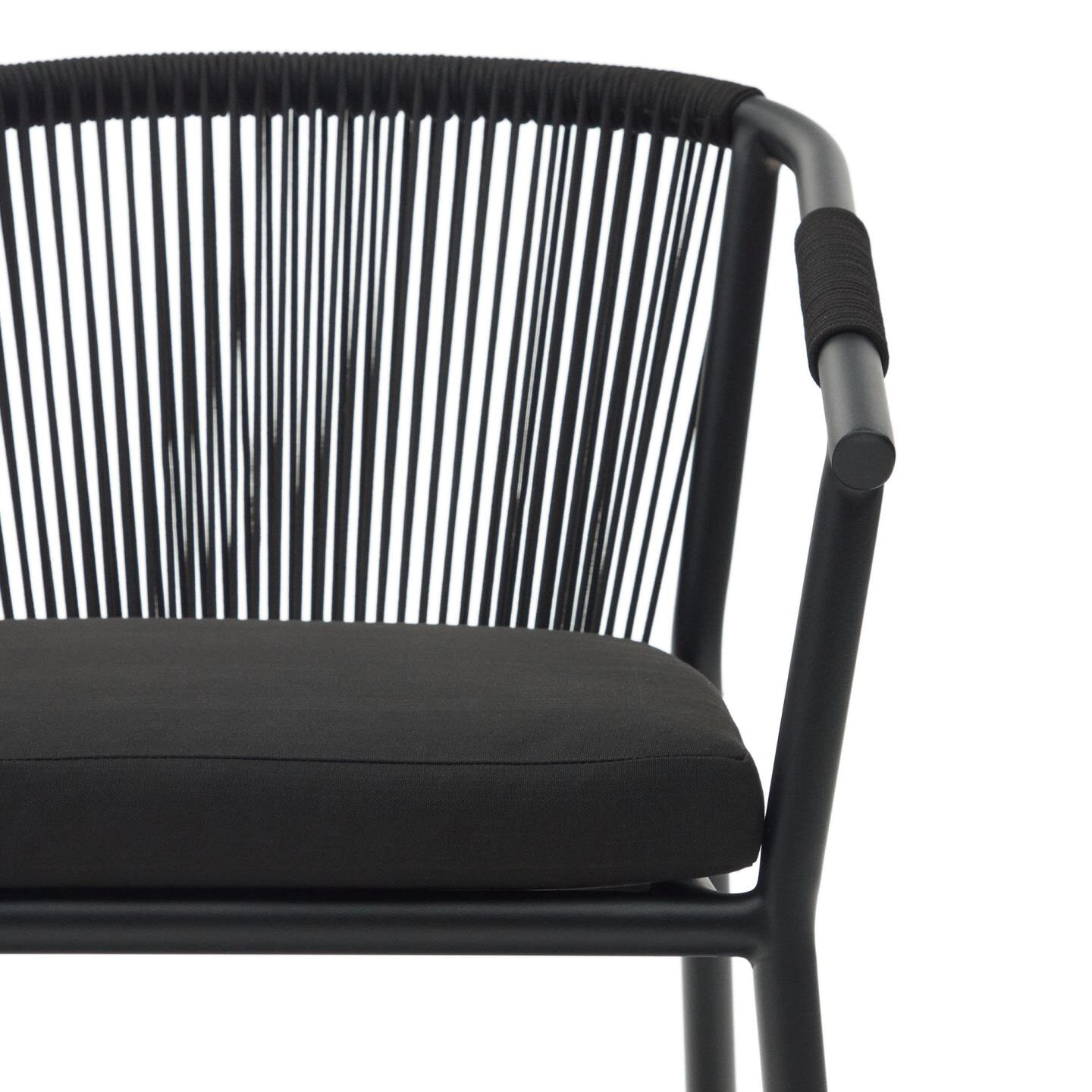 Kave Home Tuinstoel 'Xelida' Geweven touw, kleur Zwart