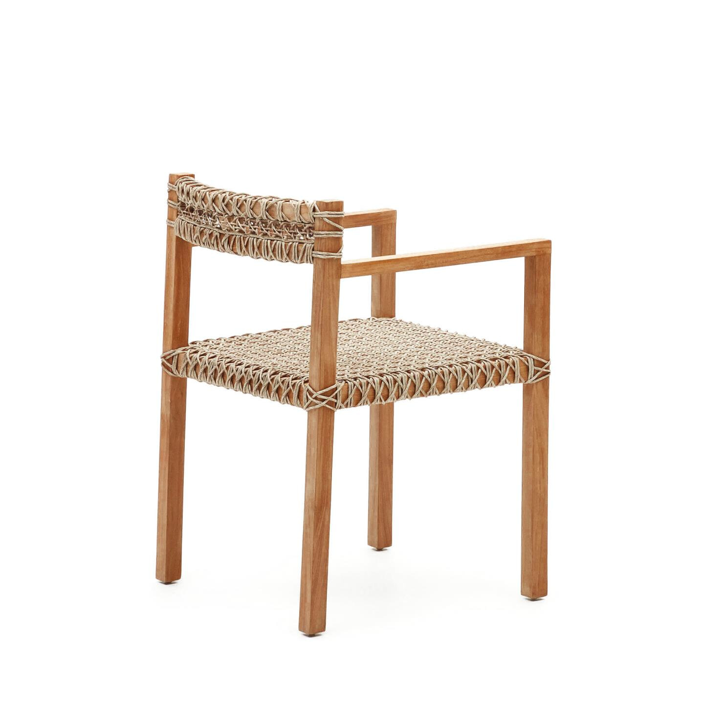 Kave Home Eetkamerstoel 'Giverola' Teakhout en gevlochten touw