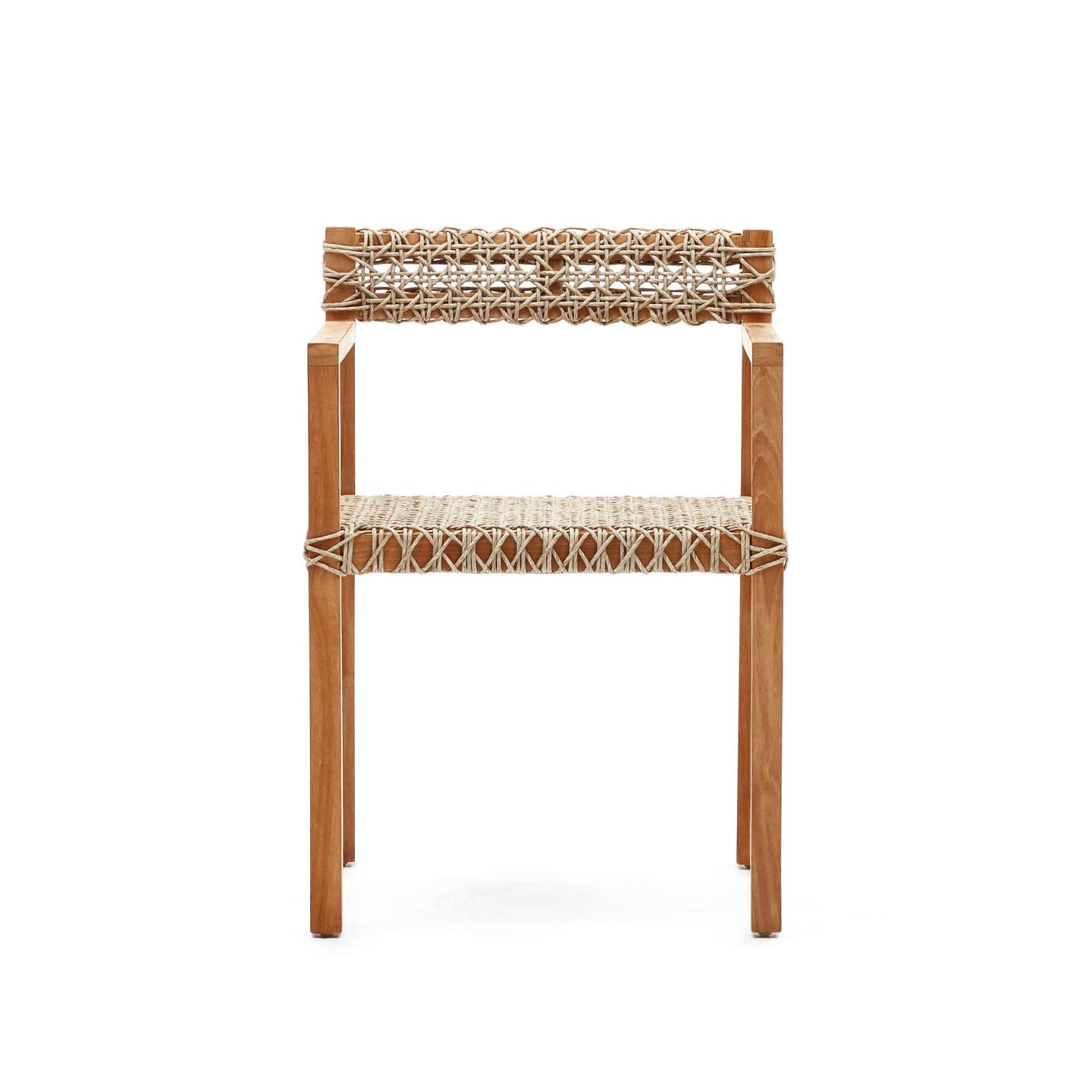 Kave Home Eetkamerstoel 'Giverola' Teakhout en gevlochten touw