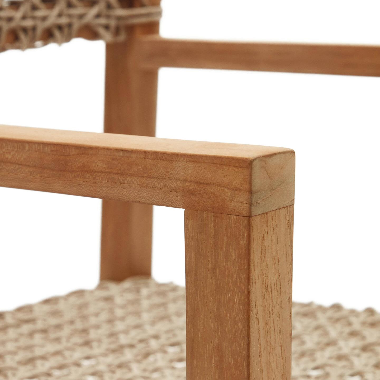 Kave Home Eetkamerstoel 'Giverola' Teakhout en gevlochten touw