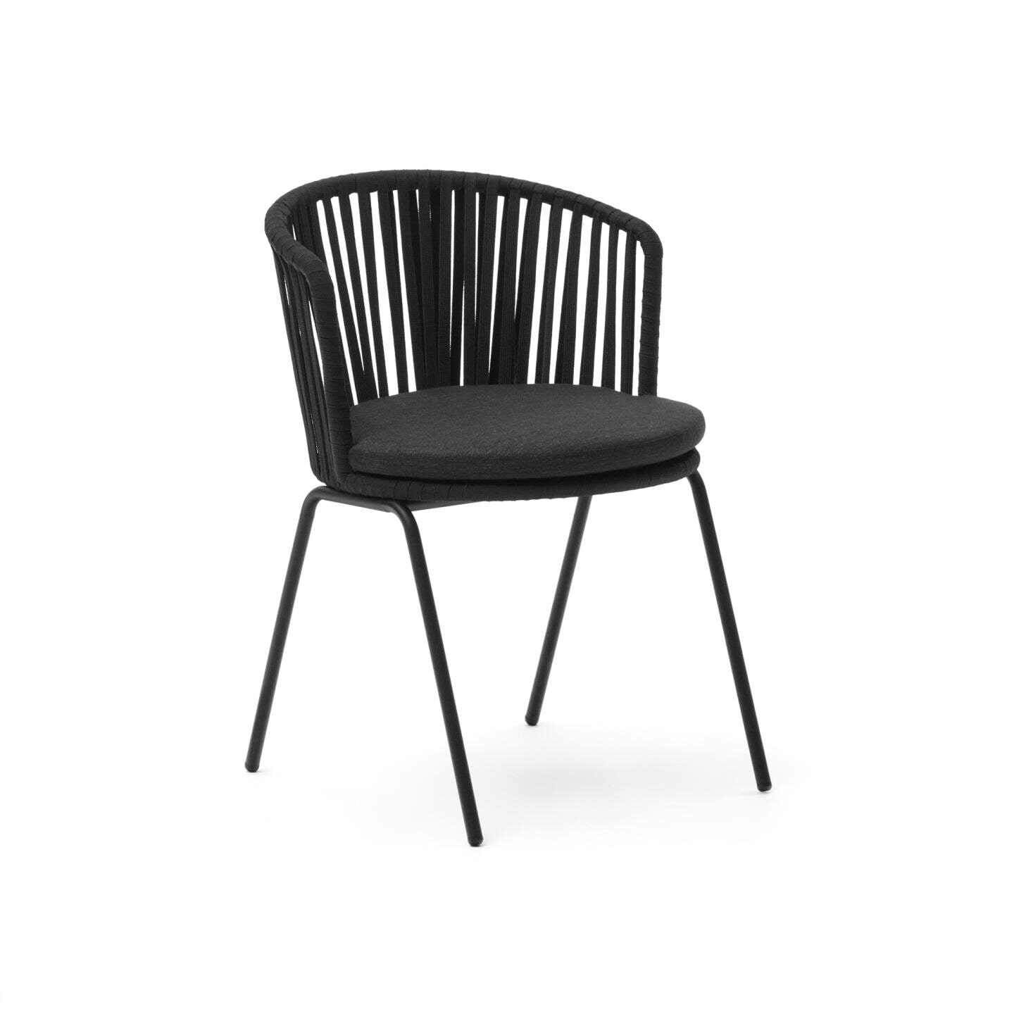 Kave Home Tuinstoel 'Saconca' Gevlochten touw, kleur Zwart