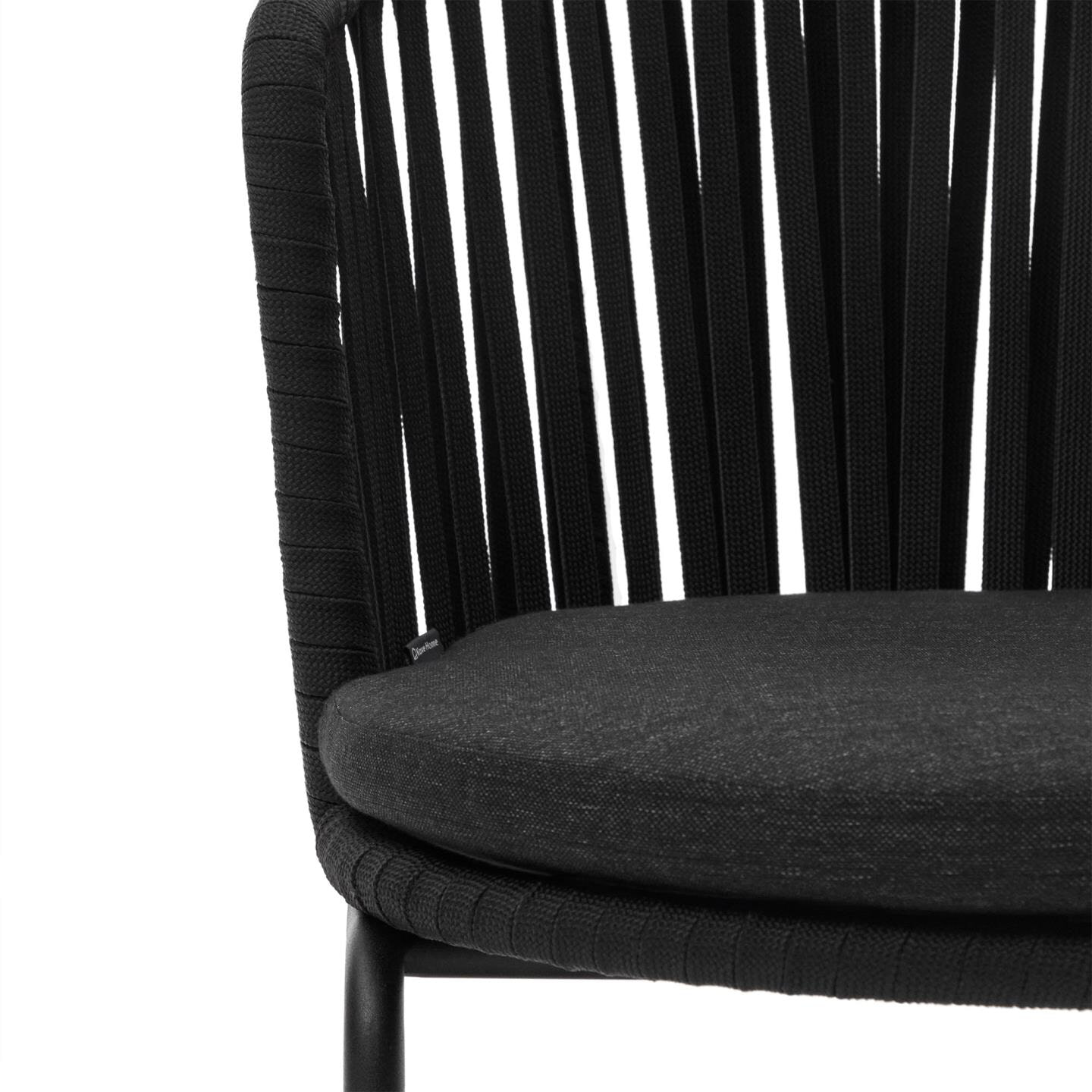 Kave Home Tuinstoel 'Saconca' Gevlochten touw, kleur Zwart