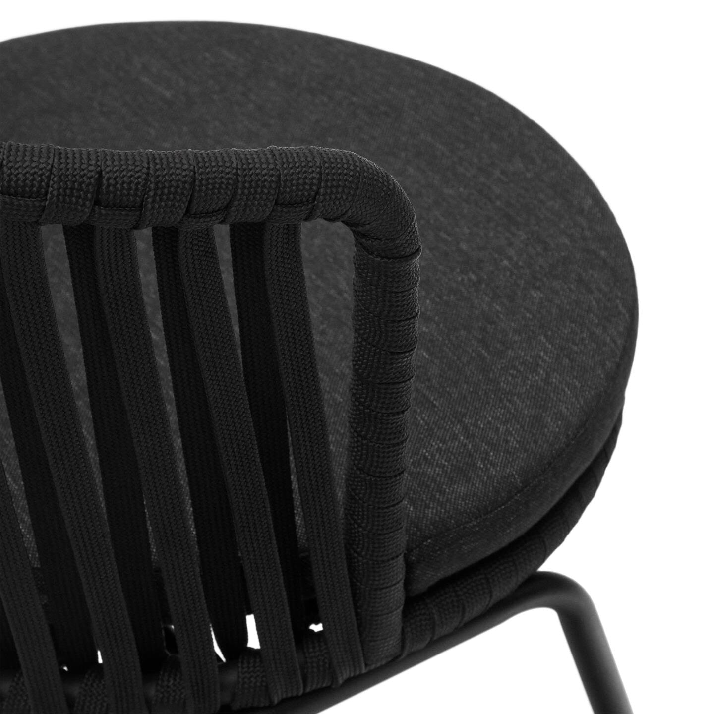 Kave Home Tuinstoel 'Saconca' Gevlochten touw, kleur Zwart