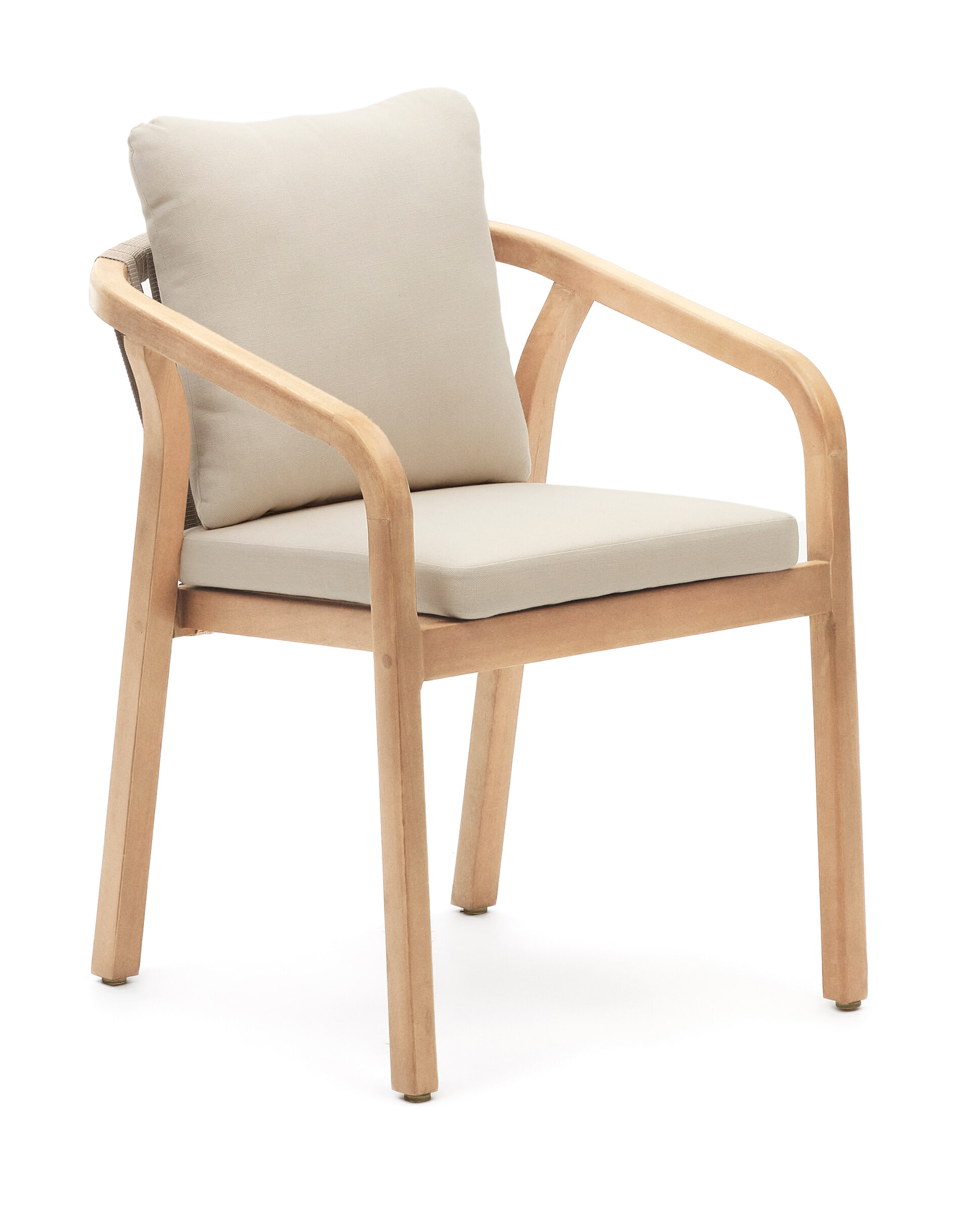 Kave Home Eetkamerstoel 'Malaret' Eucalyptushout en gevlochten touw, kleur Beige