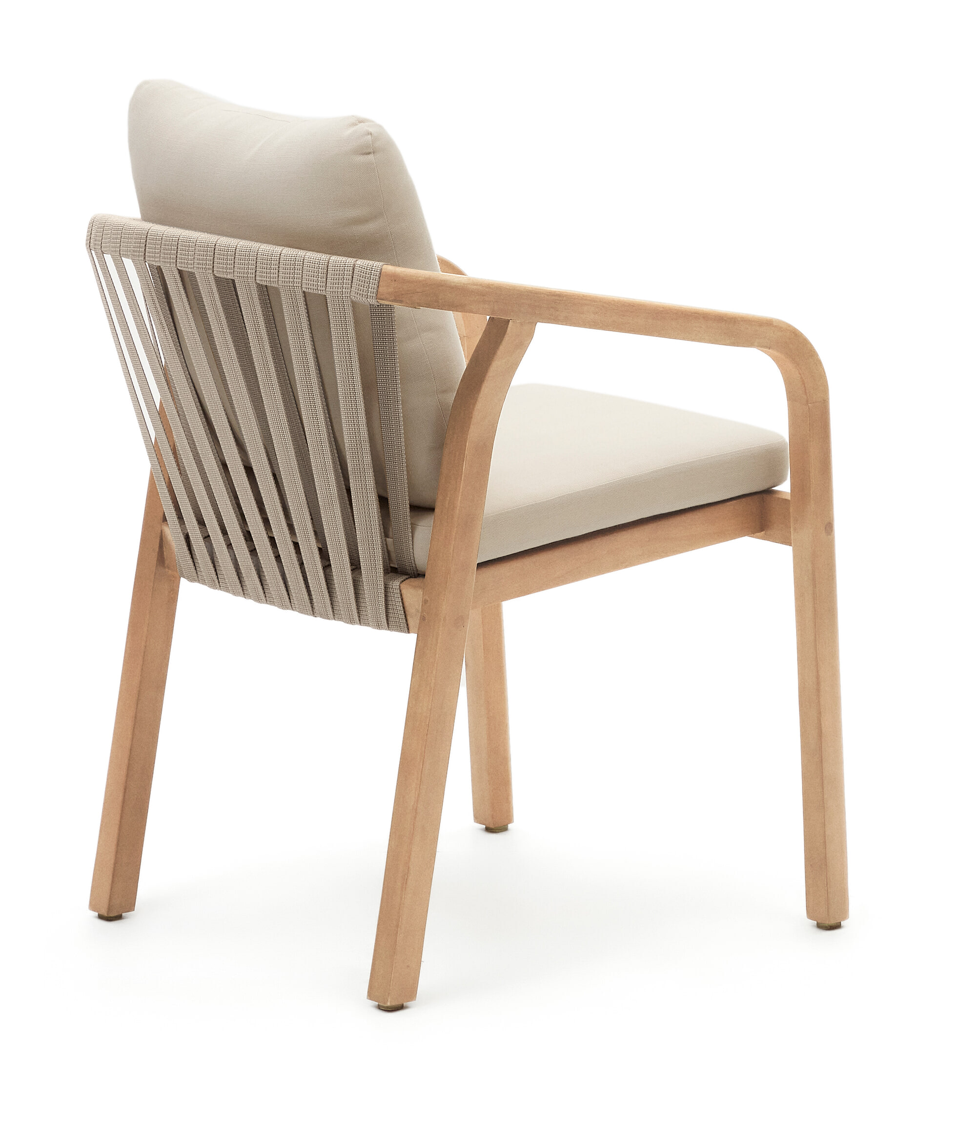 Kave Home Eetkamerstoel 'Malaret' Eucalyptushout en gevlochten touw, kleur Beige
