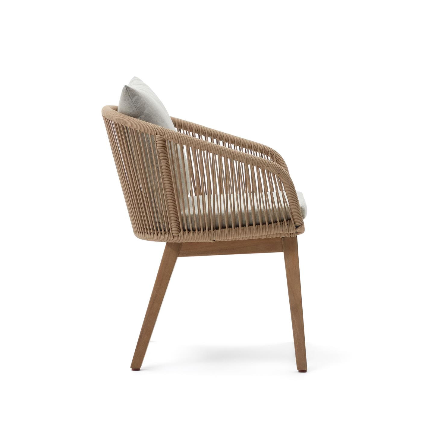 Kave Home Tuinstoel 'Portalo' Acaciahout en gevlochten touw, kleur Beige