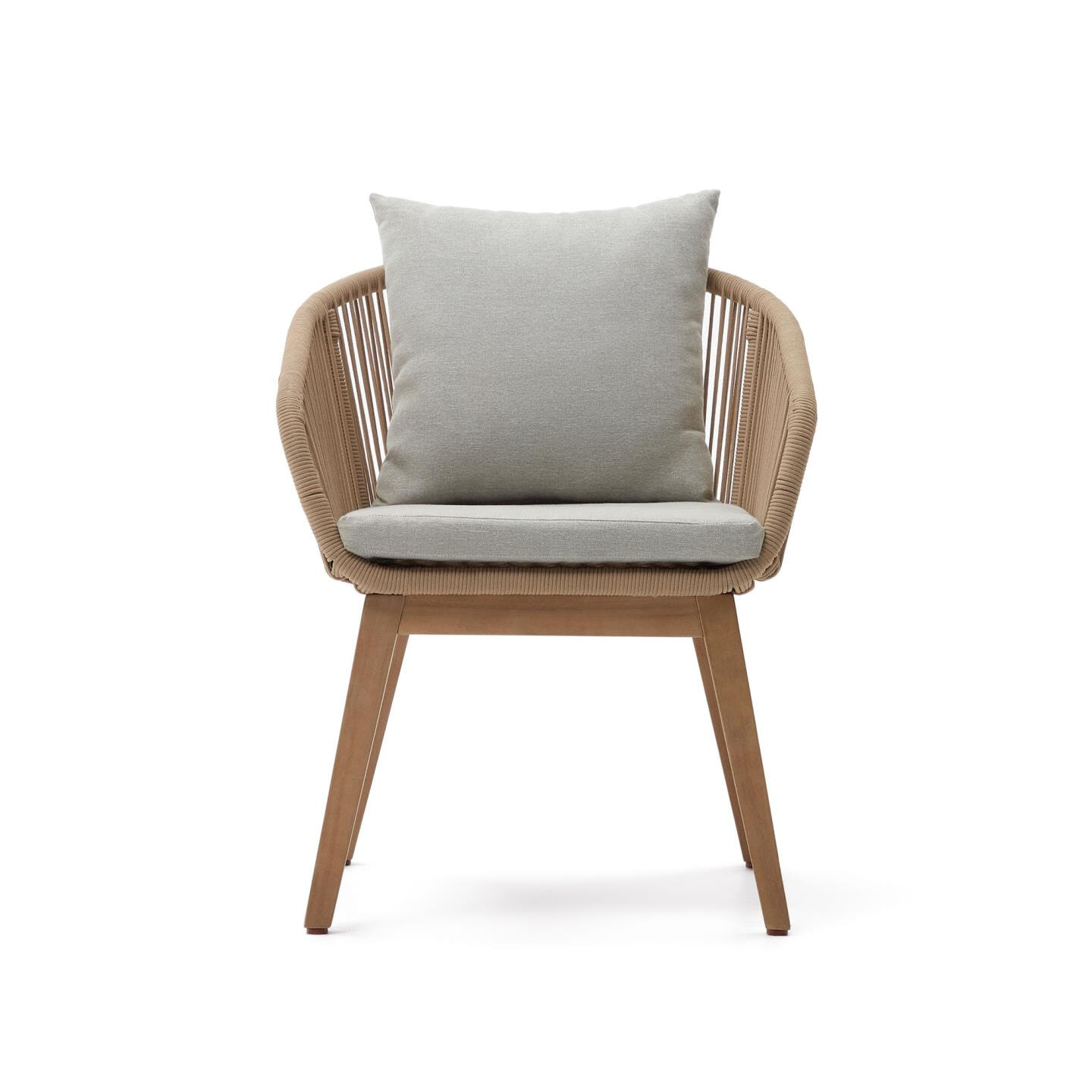 Kave Home Tuinstoel 'Portalo' Acaciahout en gevlochten touw, kleur Beige