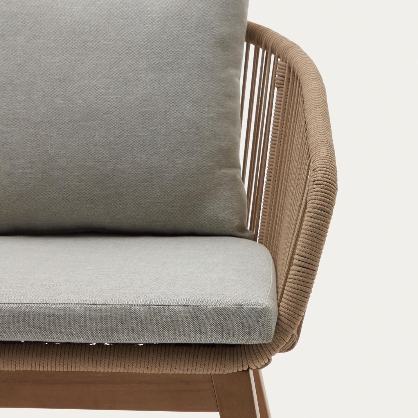 Kave Home Tuinstoel 'Portalo' Acaciahout en gevlochten touw, kleur Beige