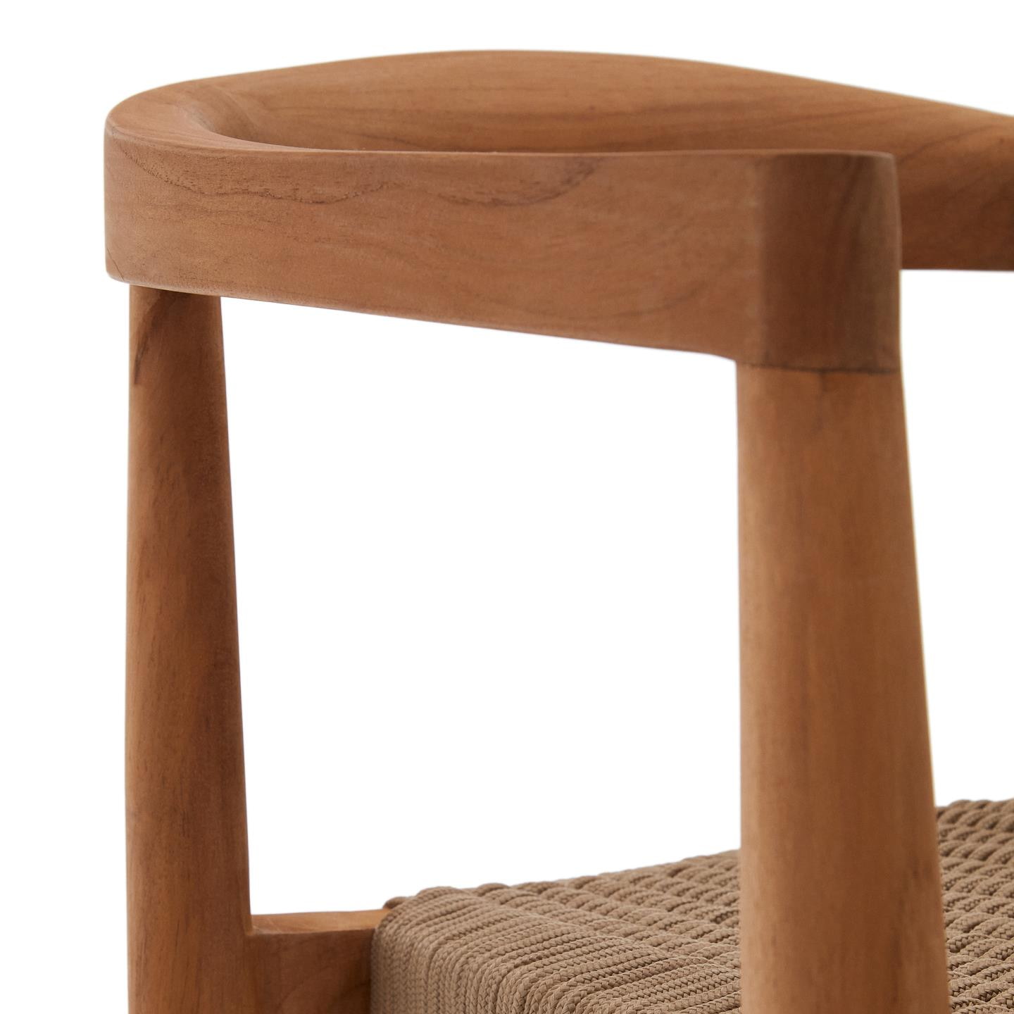 Kave Home Eetkamerstoel 'Ydalia' Teakhout, kleur Beige/Naturel