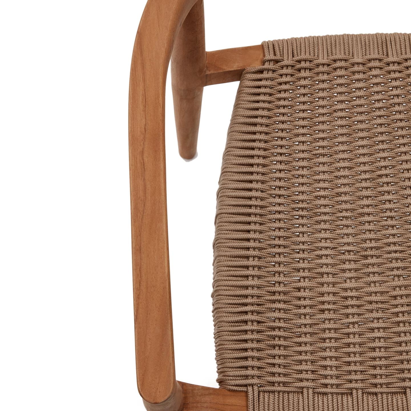 Kave Home Eetkamerstoel 'Ydalia' Teakhout, kleur Beige/Naturel
