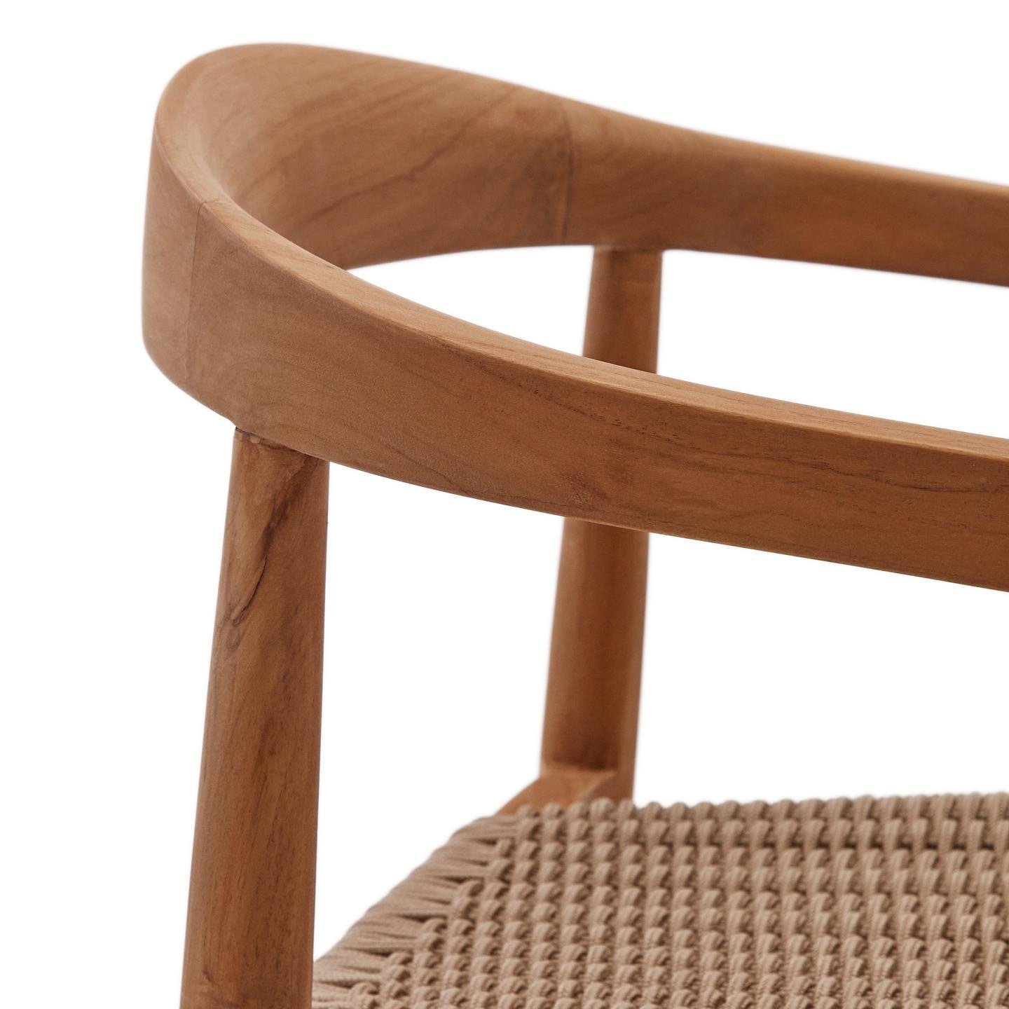 Kave Home Eetkamerstoel 'Ydalia' Teakhout, kleur Beige/Naturel
