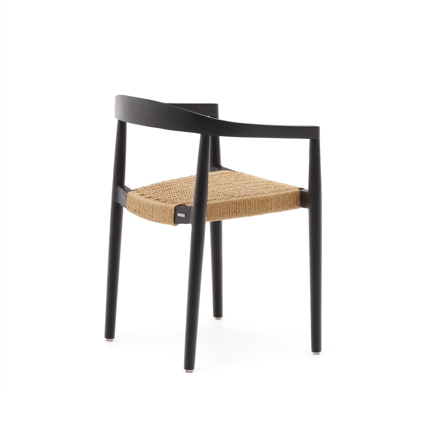 Kave Home Eetkamerstoel 'Ydalia' Teakhout, kleur Naturel/Zwart