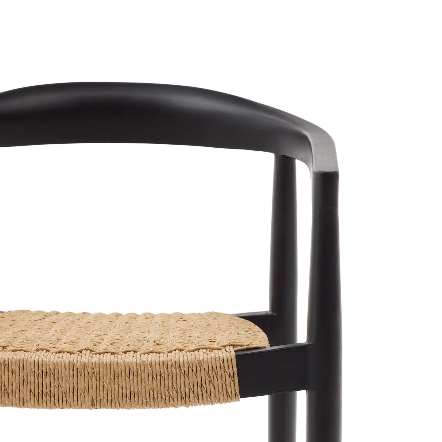 Kave Home Eetkamerstoel 'Ydalia' Teakhout, kleur Naturel/Zwart