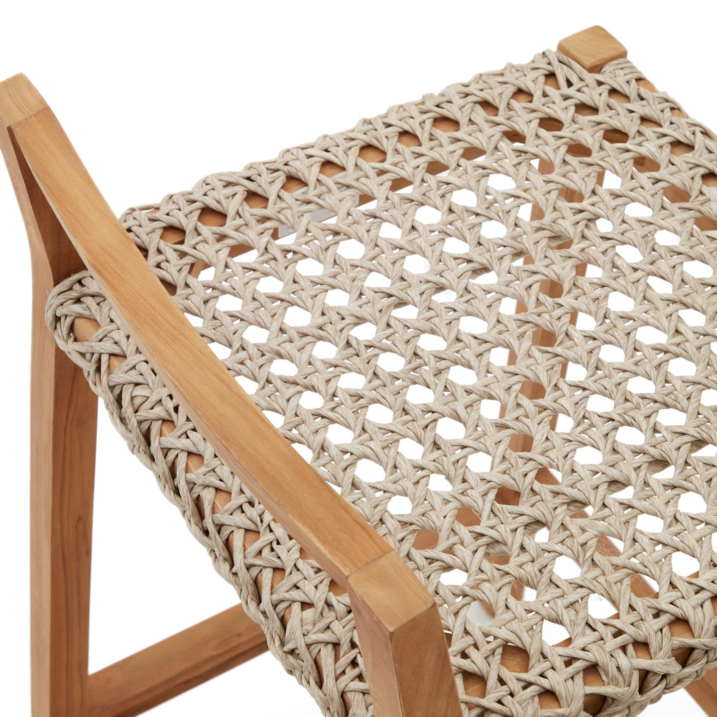 Kave Home Barkruk 'Giverola' Teakhout en gevlochten touw (zithoogte 67cm)