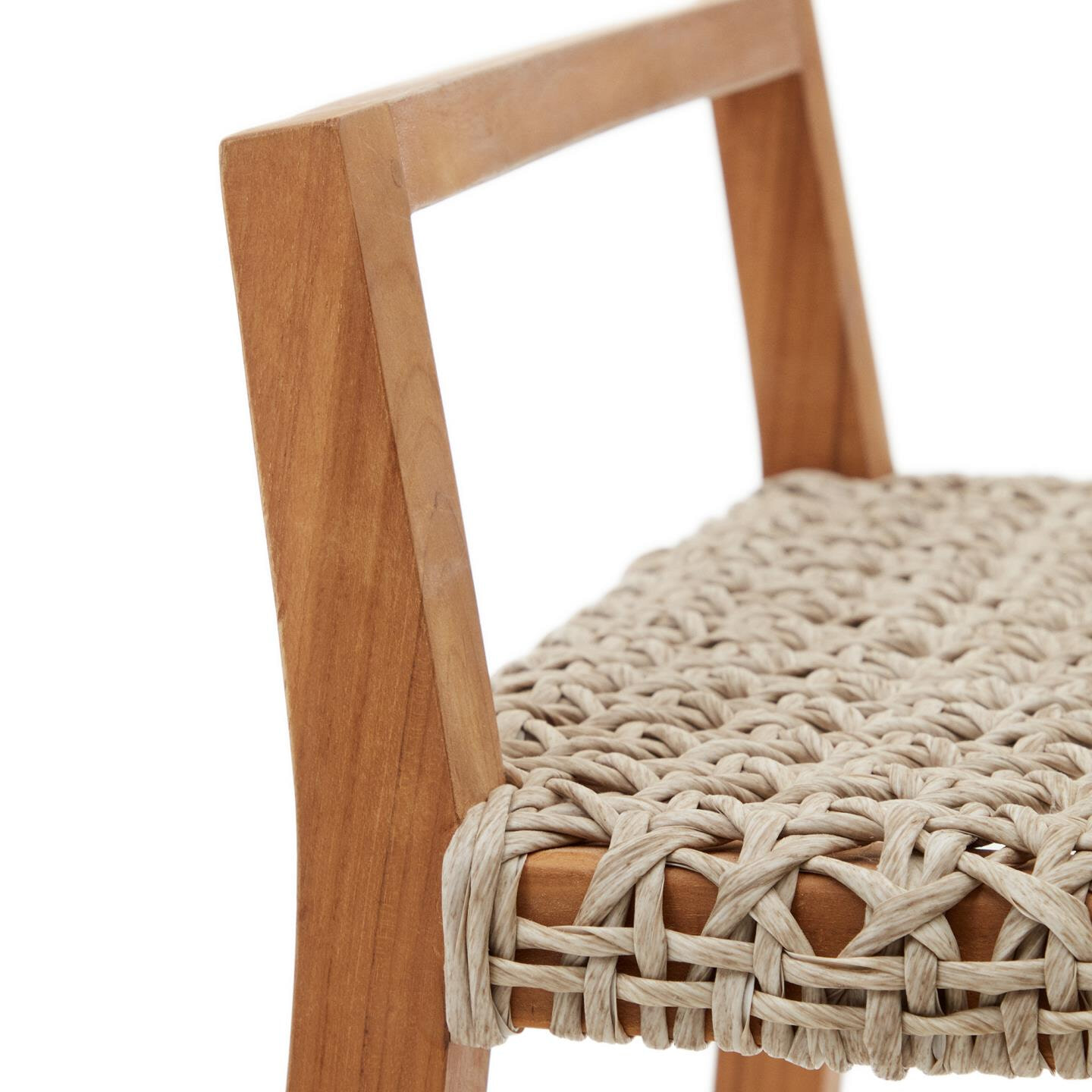 Kave Home Barkruk 'Giverola' Teakhout en gevlochten touw (zithoogte 67cm)