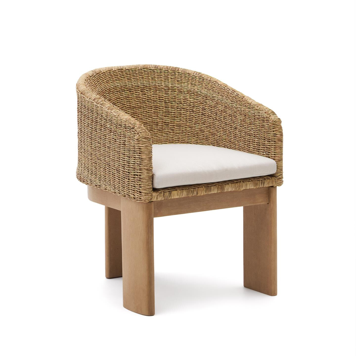 Kave Home Tuinstoel Xoriguer Rattan en eucalyptushout - Beige